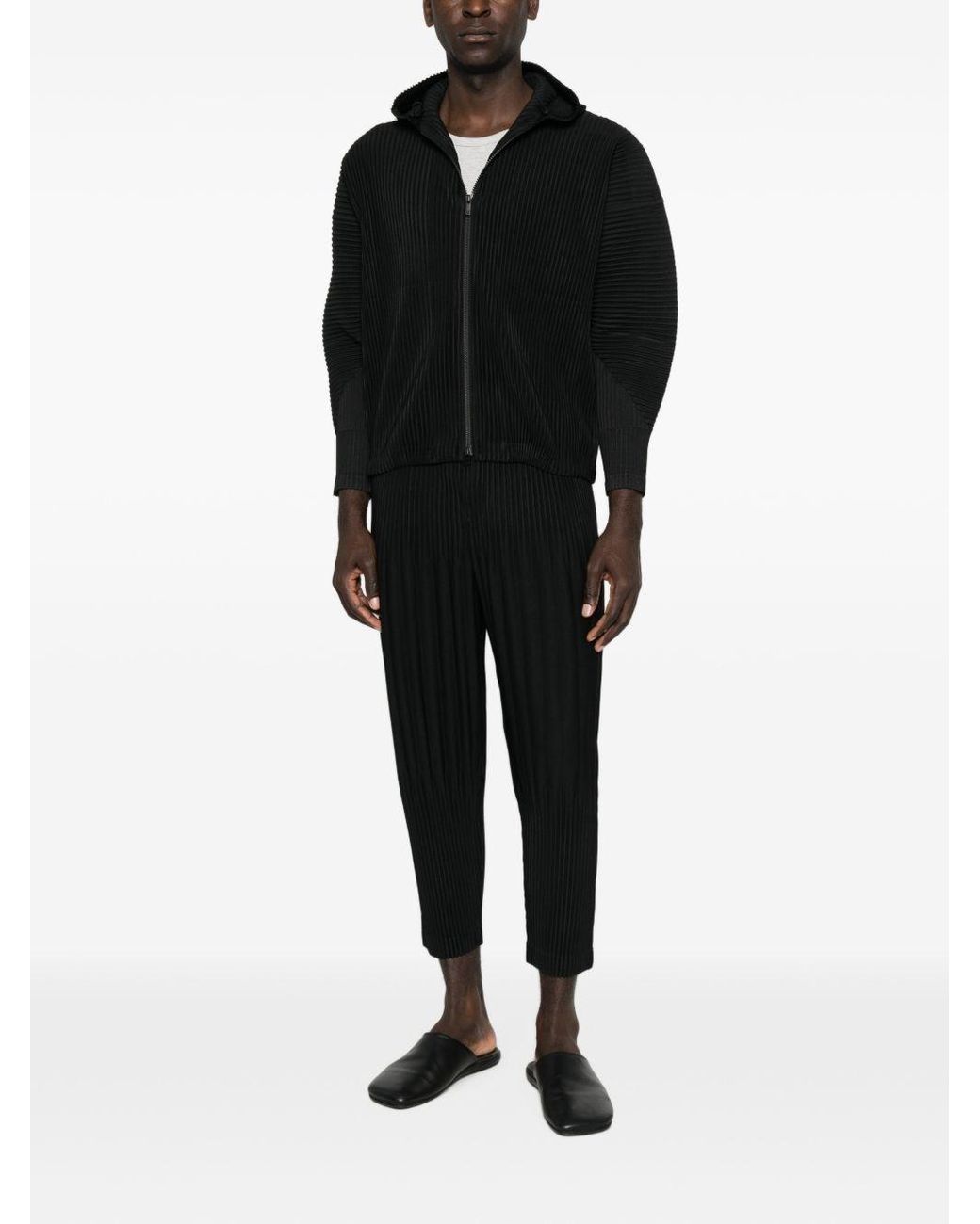 Homme Plissé Issey Miyake Black Pleated Trousers for men