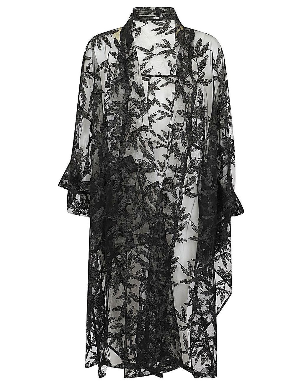 Moyuru Black Embroidered Long Jacket