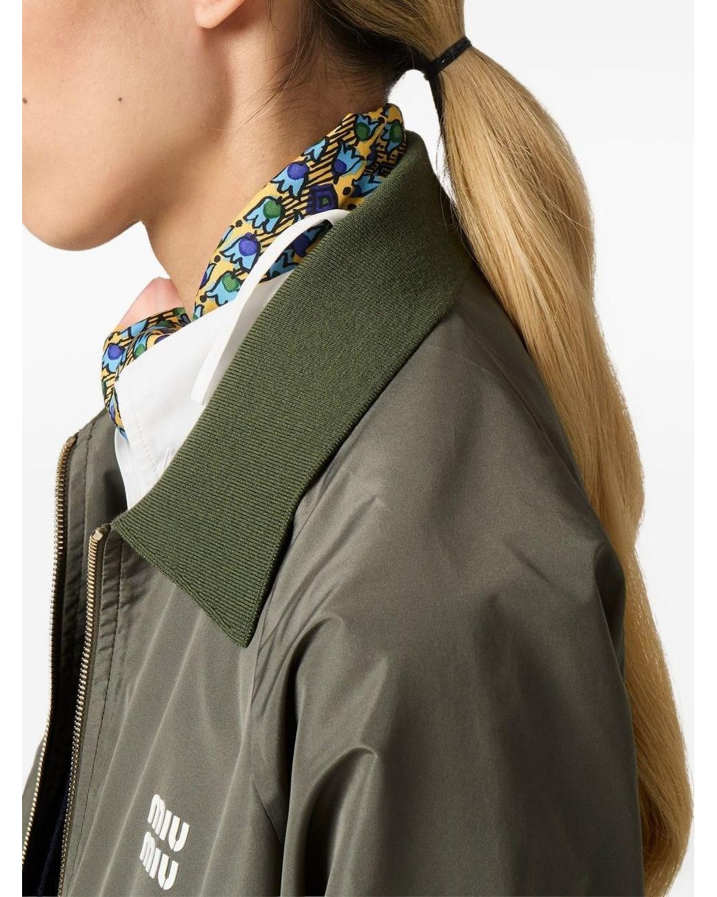 Miu Miu Green Technical Fabric Blouson Jacket