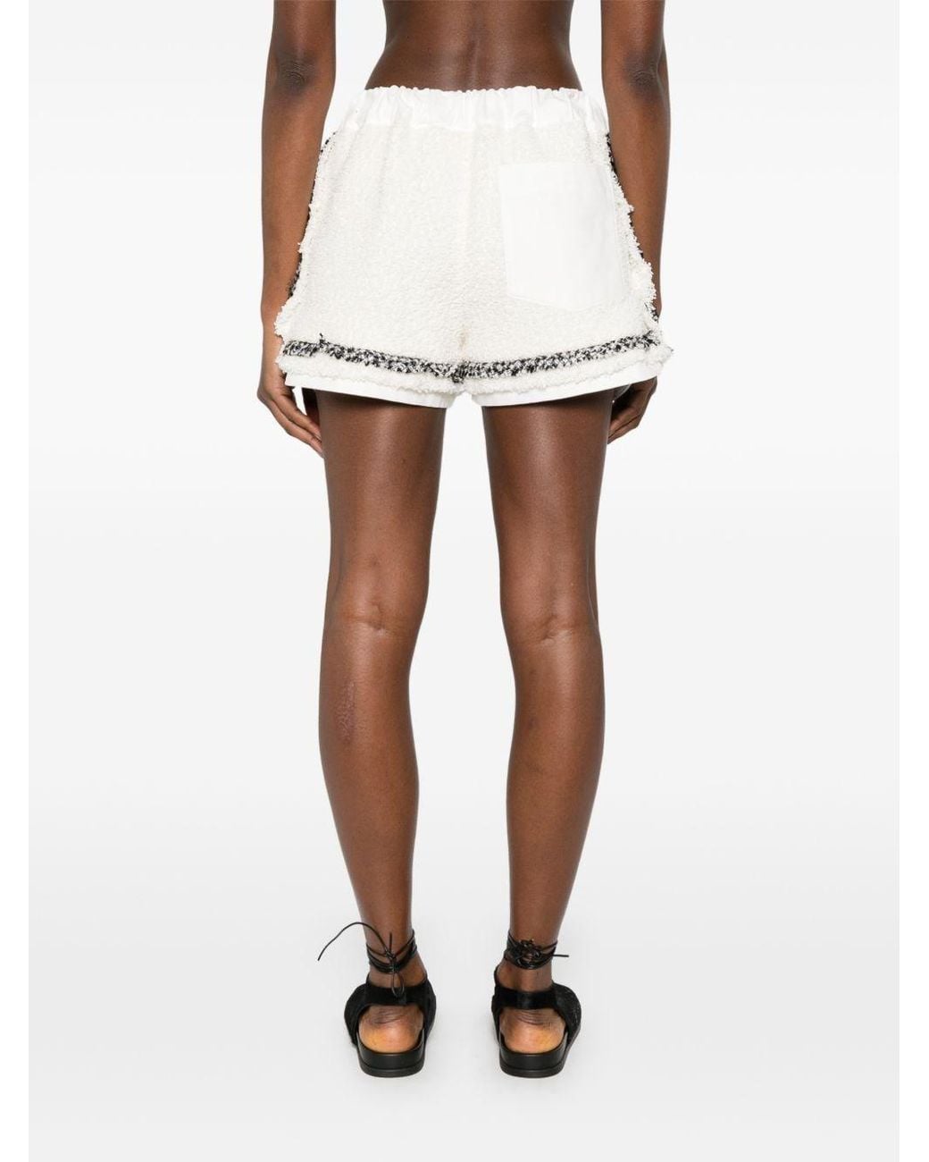 Sacai White Tweed Shorts