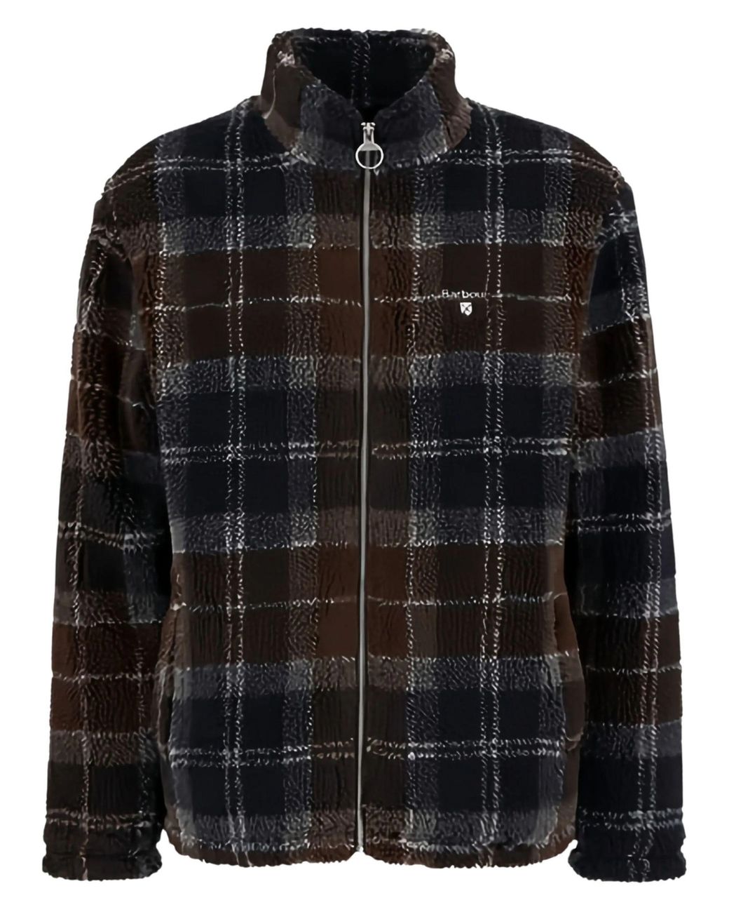 Barbour Black Sherpa Fleece With Tartan Pattern for men