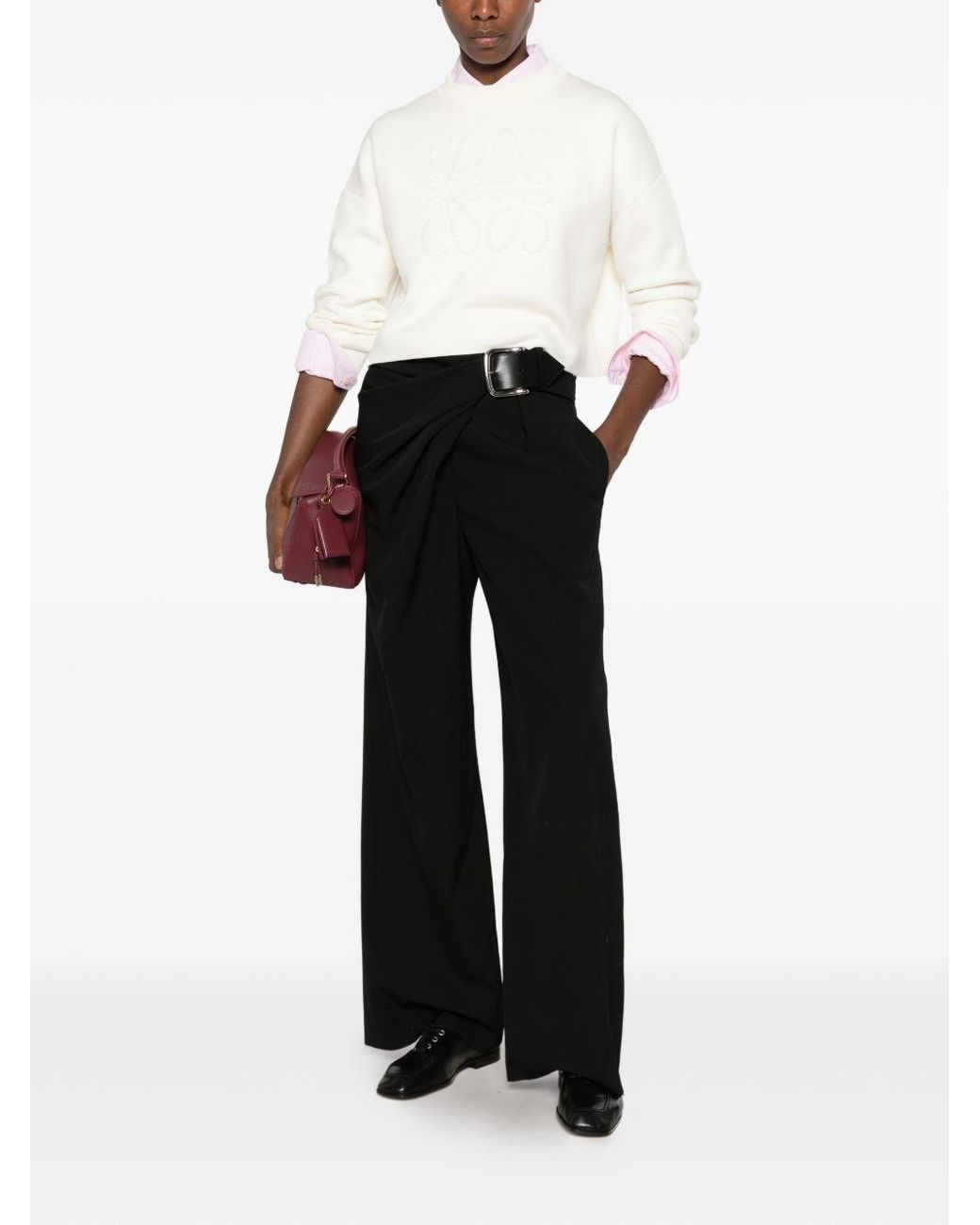 Loewe White Wool Crewneck Sweater