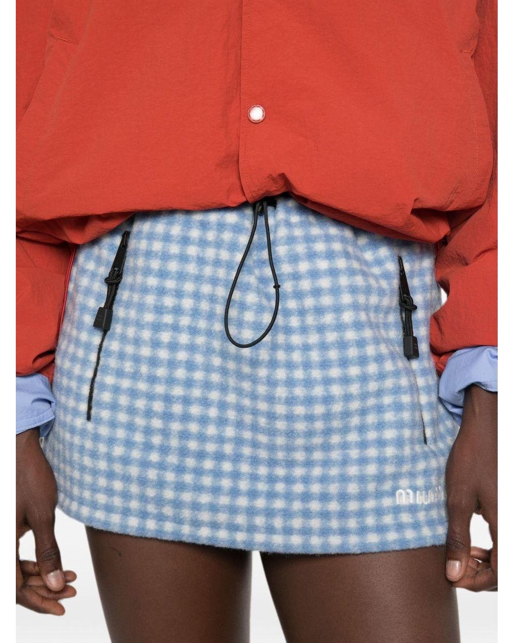 Miu Miu Blue Wool Blend Mini Skirt