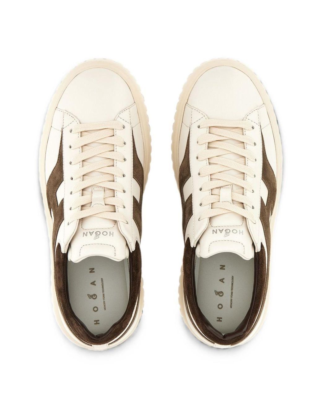 Hogan White H-Stripes Leather Sneakers for men