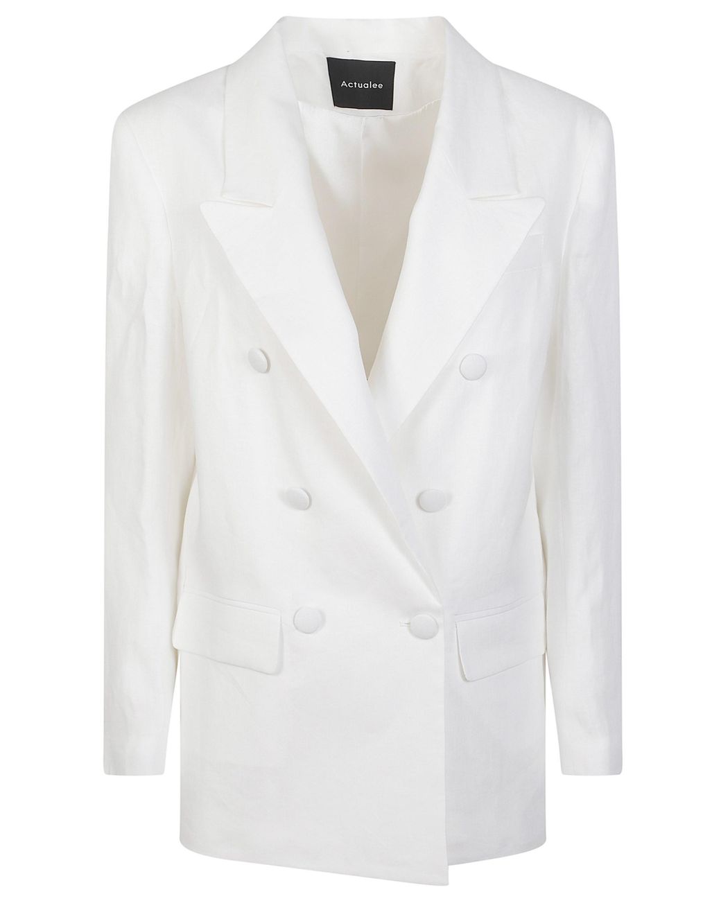 ACTUALEE White Double-Breasted Blazer