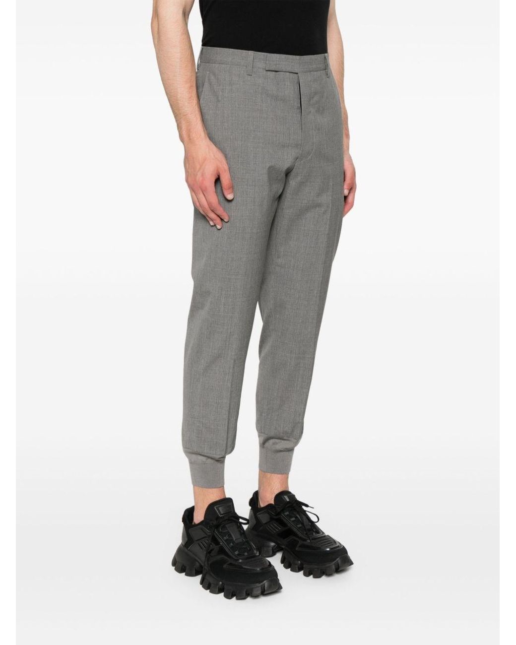 Prada Gray Wool Trousers for men