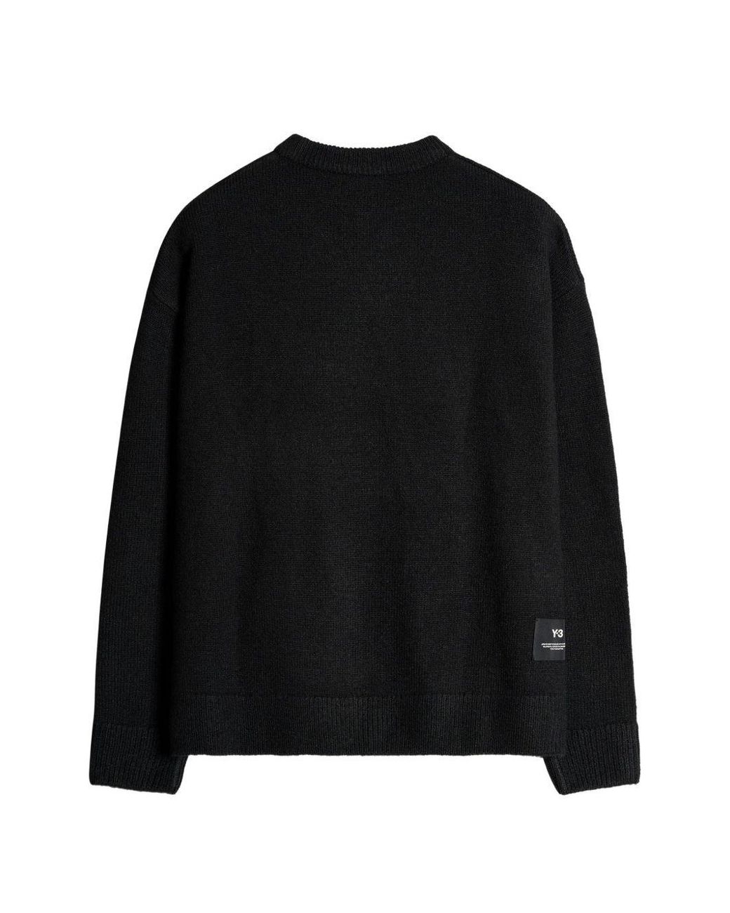Y-3 Black Wool Blend Crenwneck Sweater for men