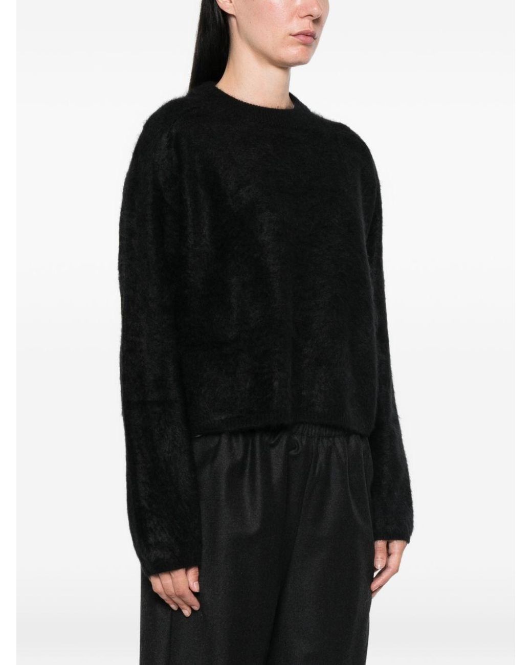 Soft Goat Black Wool Crewneck Jumper