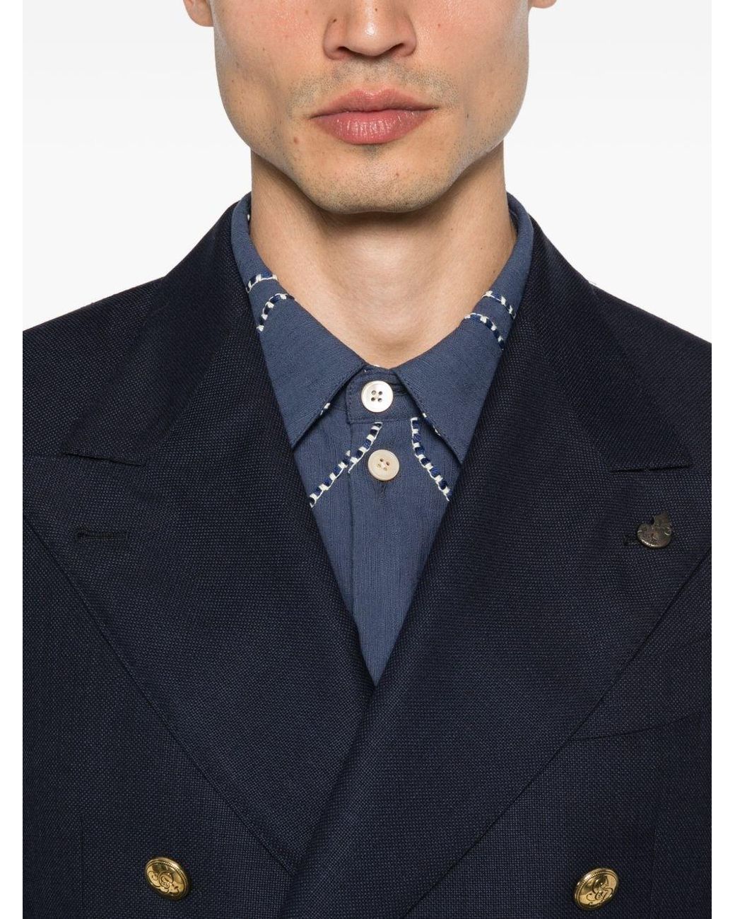 Gabriele Pasini Blue Double-Breasted Blazer for men