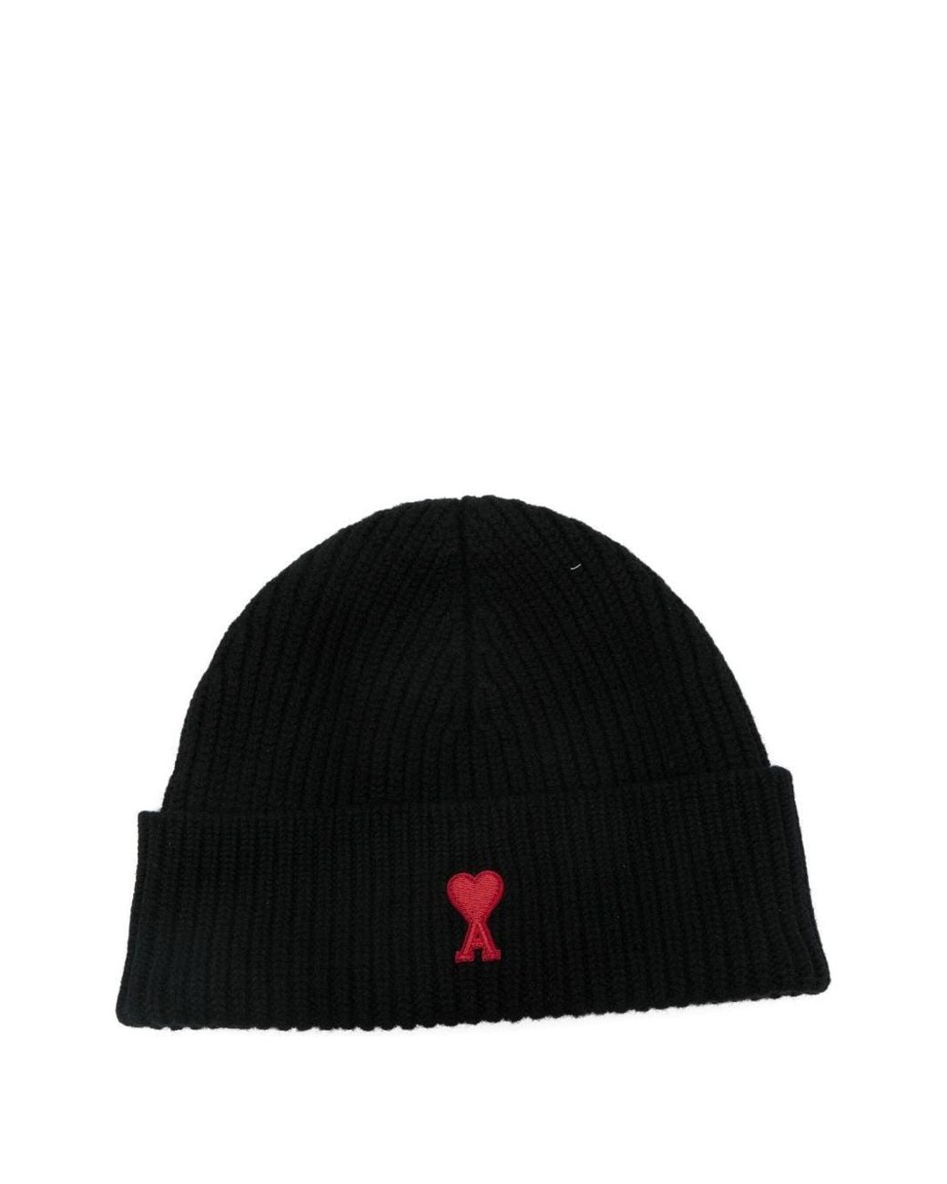 AMI Black Ami De Coeur Wool Beanie