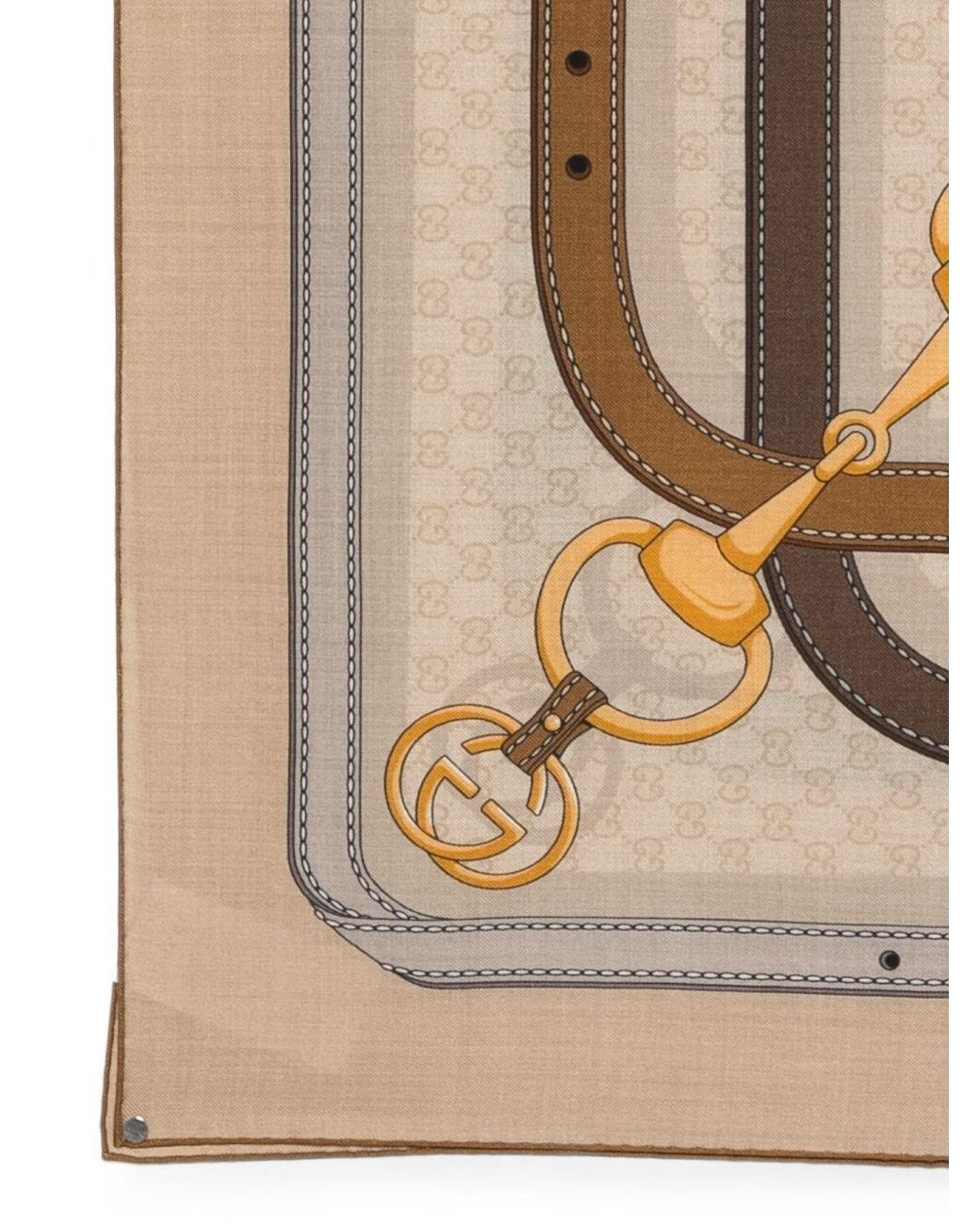 Gucci Natural Printed Silk Foulard