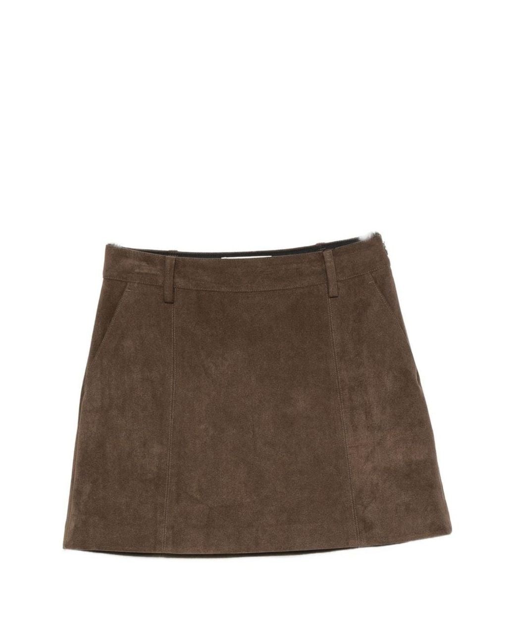 DUNST Brown Suede Effect Mini Skirt