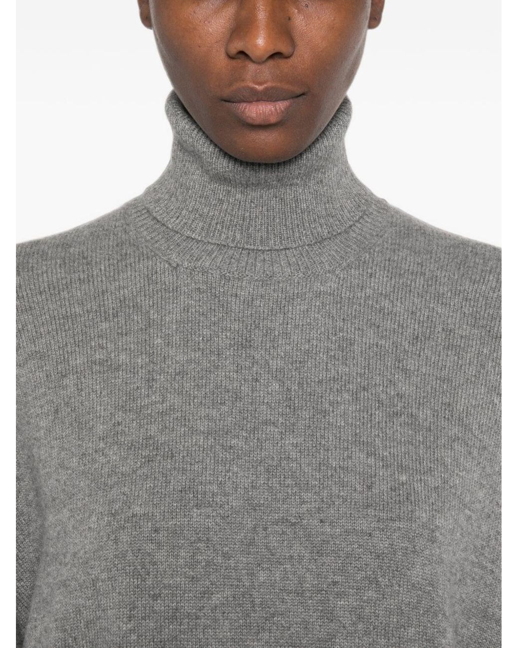Brunello Cucinelli Gray Cashmere Turtle-Neck Sweater