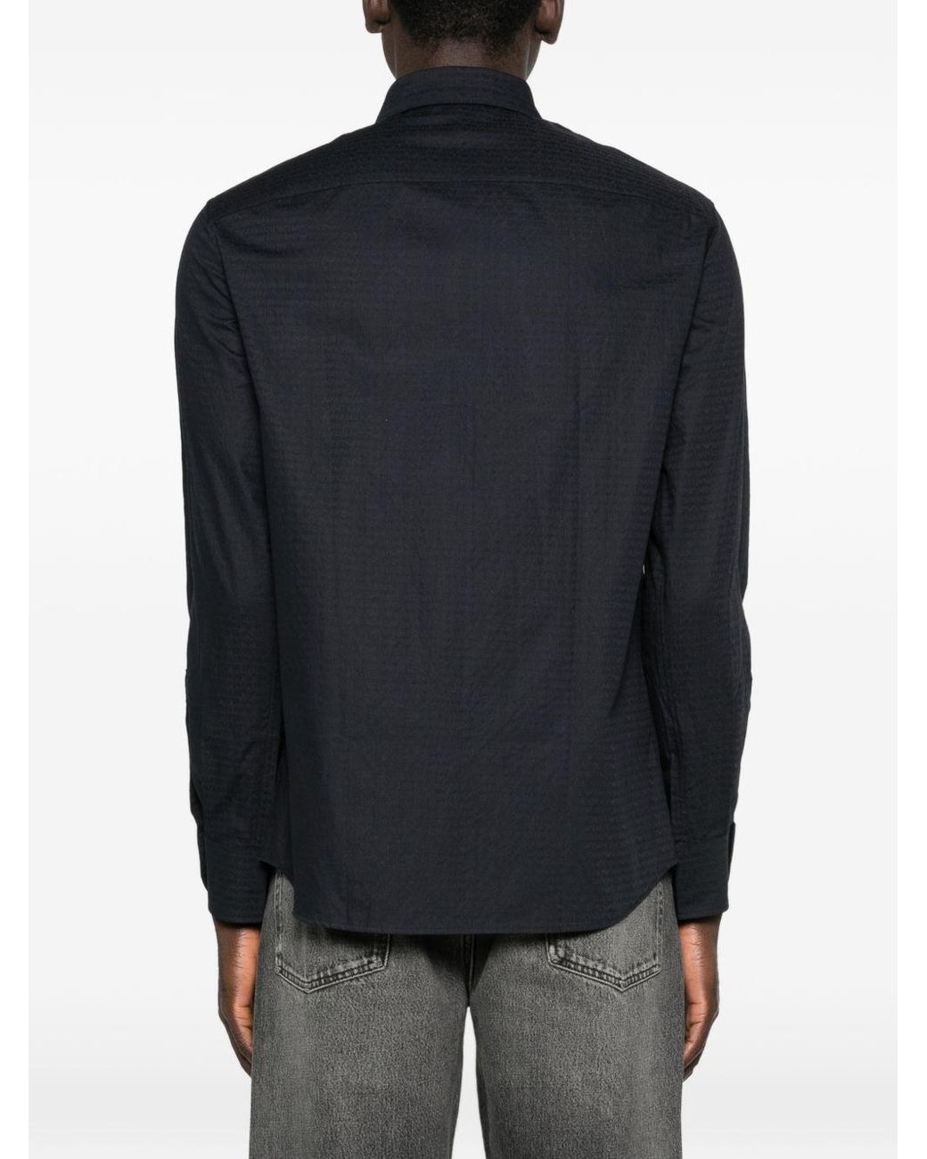 Emporio Armani Black Logo Cotton Shirt for men
