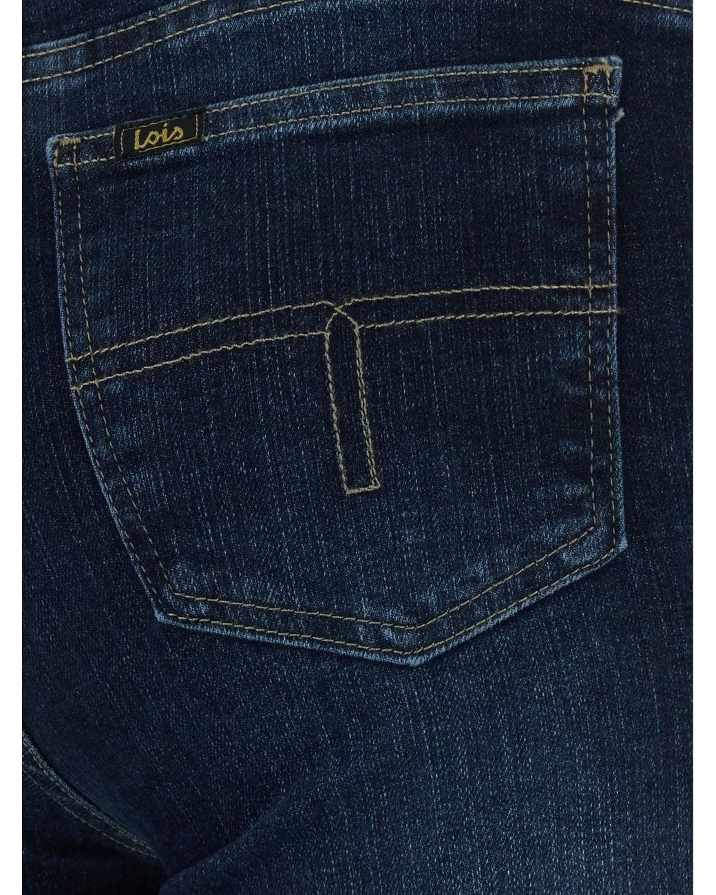 Lois Blue Logo-Patch Wide-Leg Jeans