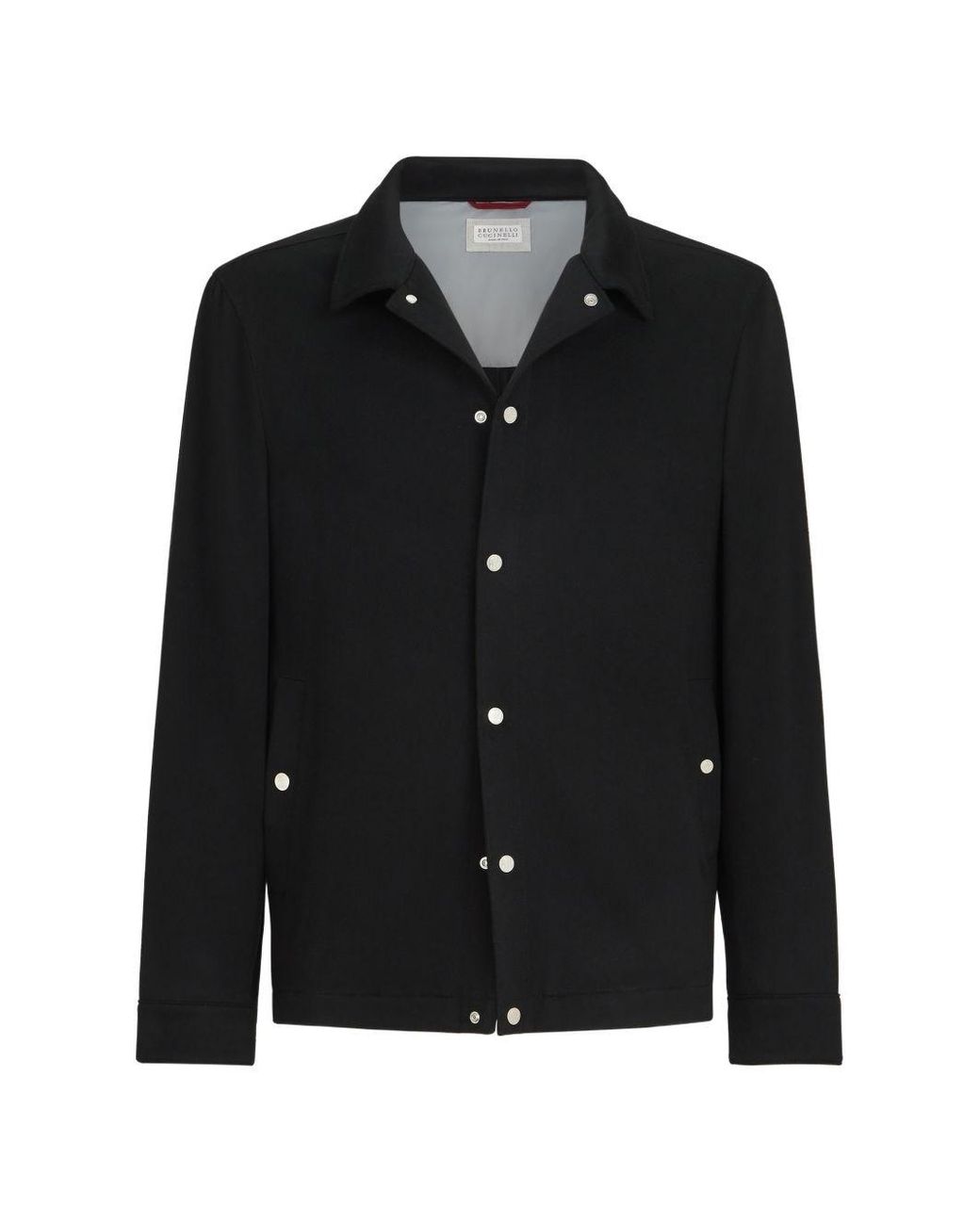 Brunello Cucinelli Black Lightweight Cashmere Flannel Outerwear Jacket for men