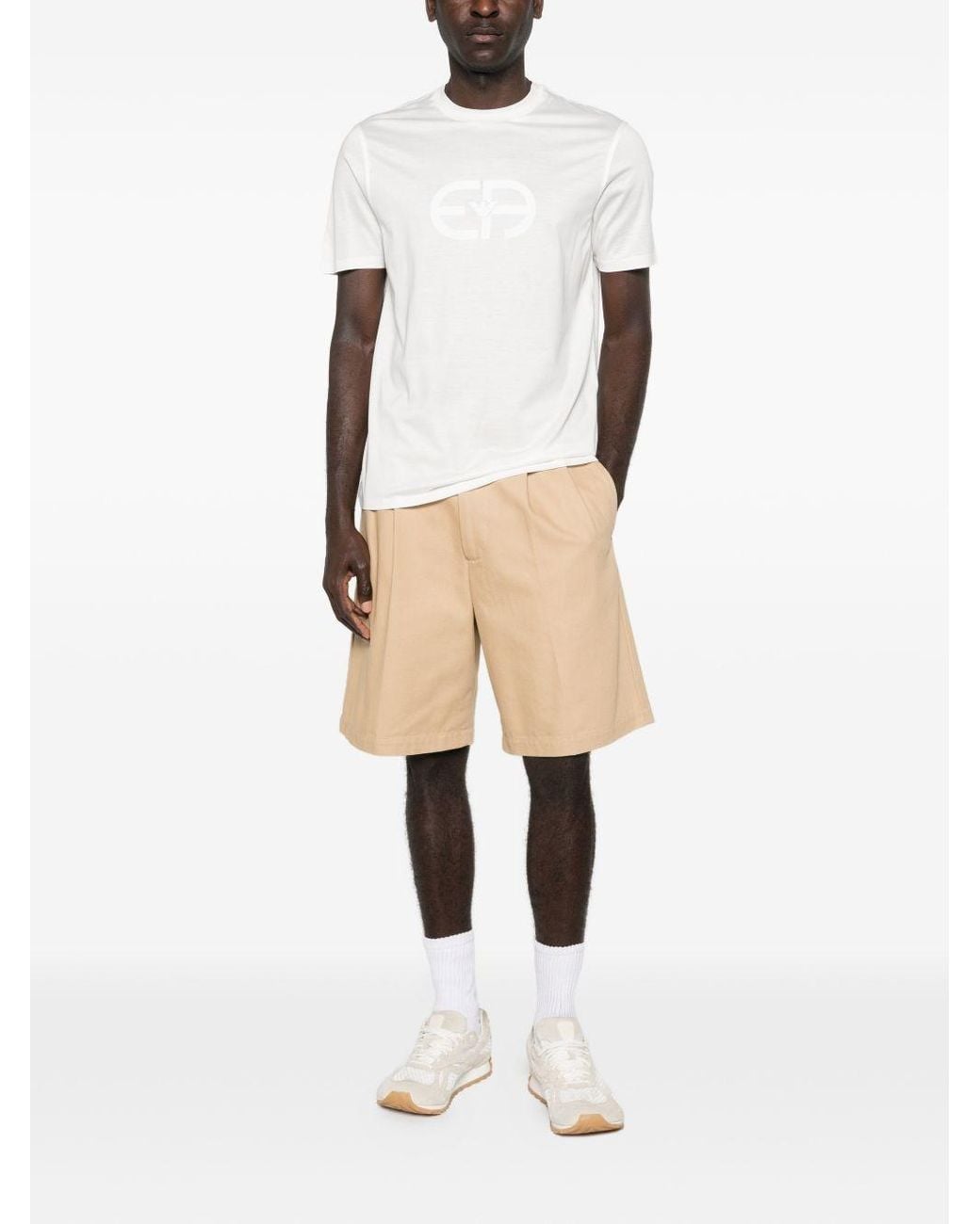 Emporio Armani White Logo Cotton T-Shirt for men