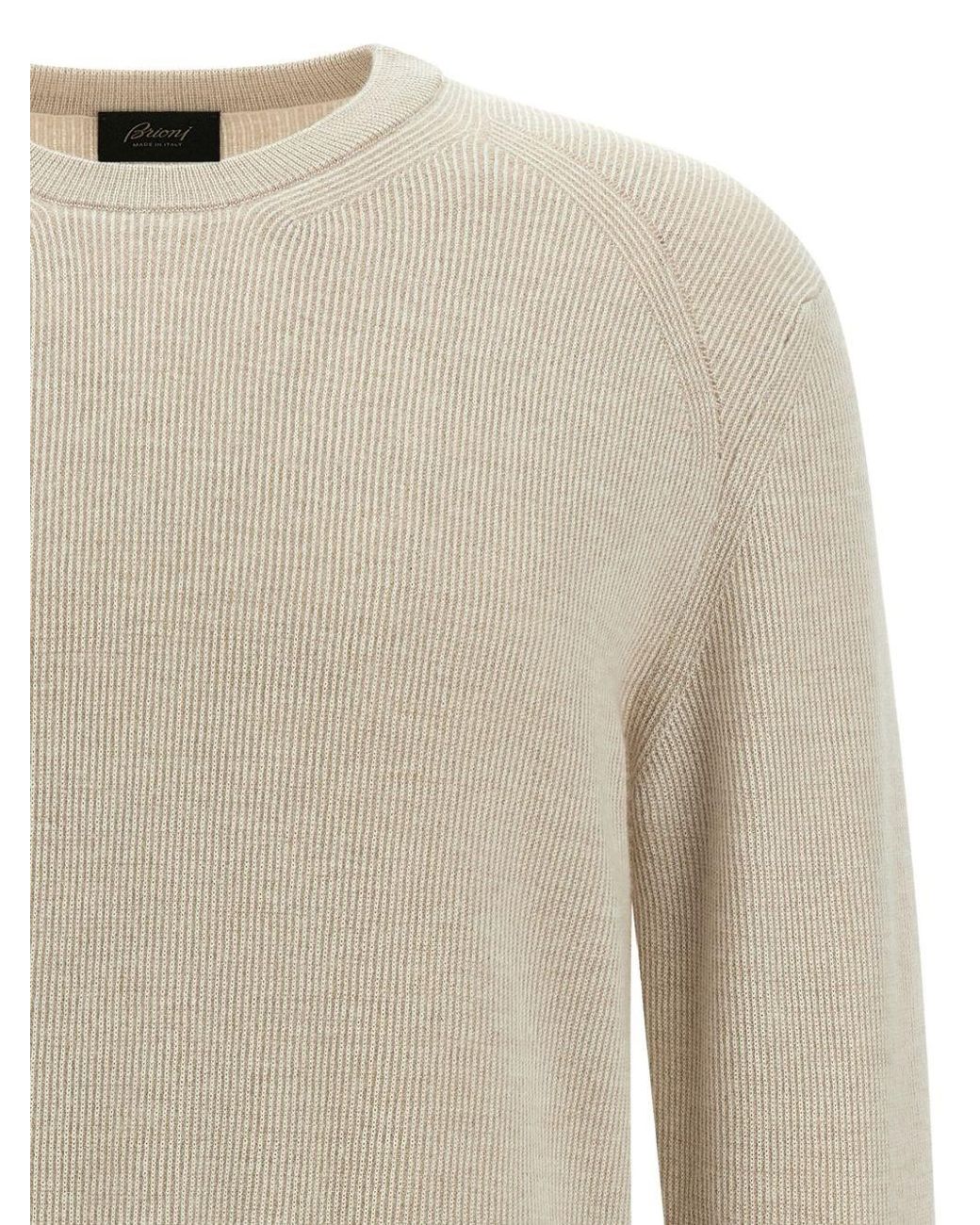 Brioni Natural Cashmere And Wool Crewneck Sweater for men