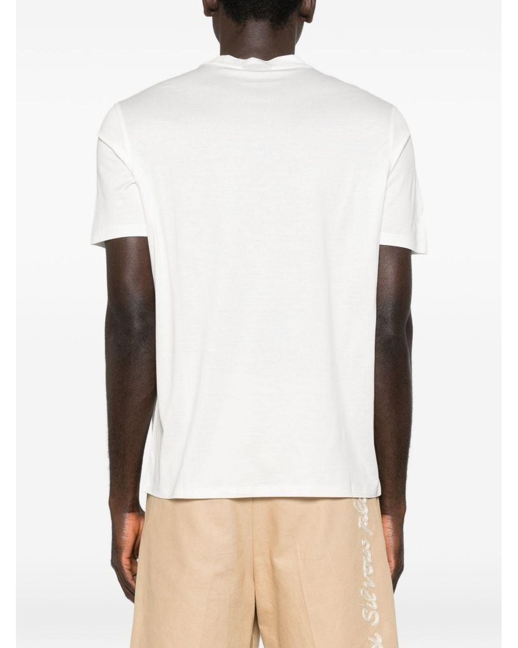 Emporio Armani White Logo Cotton T-Shirt for men