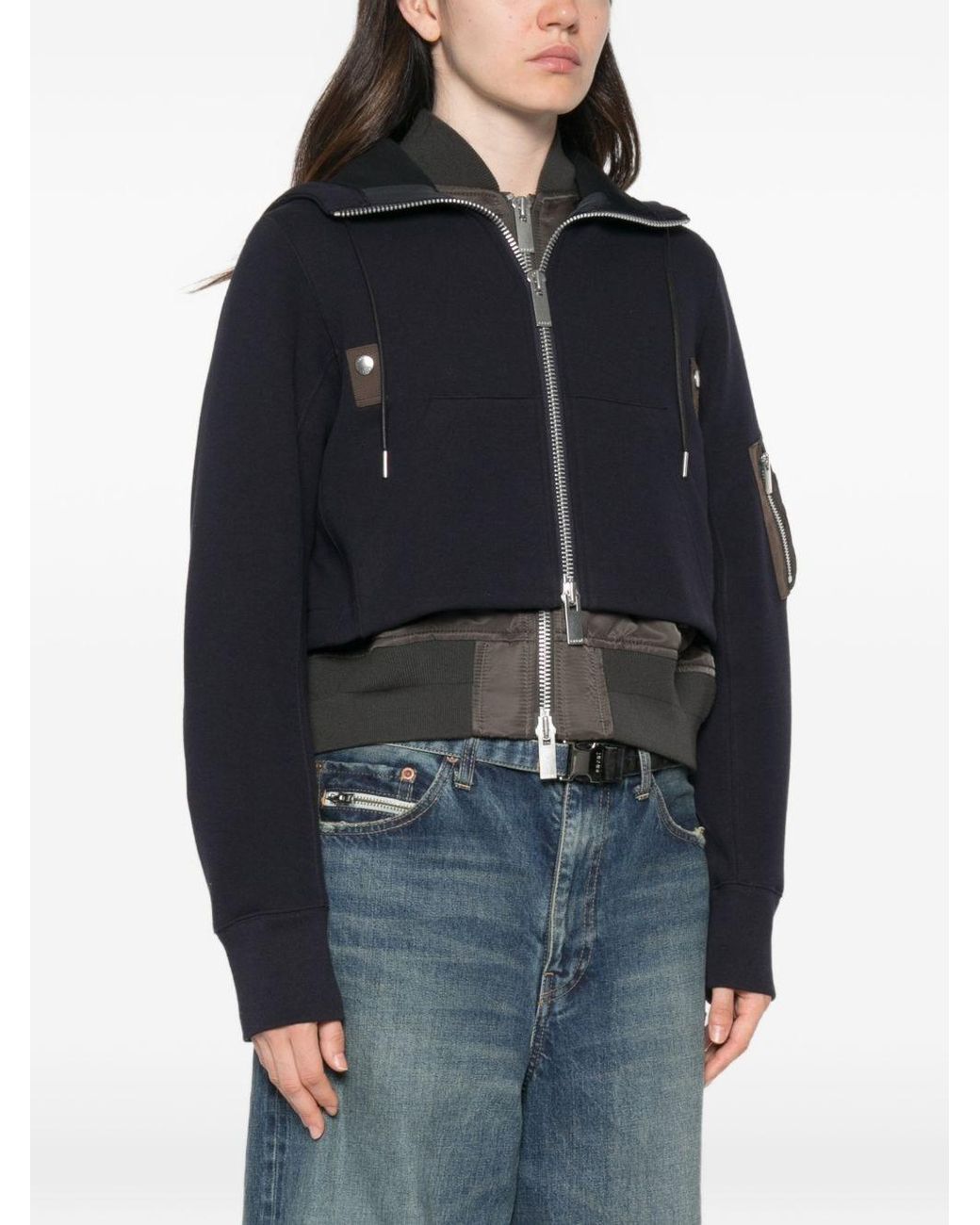 Sacai Blue Cotton Blend Hoodie