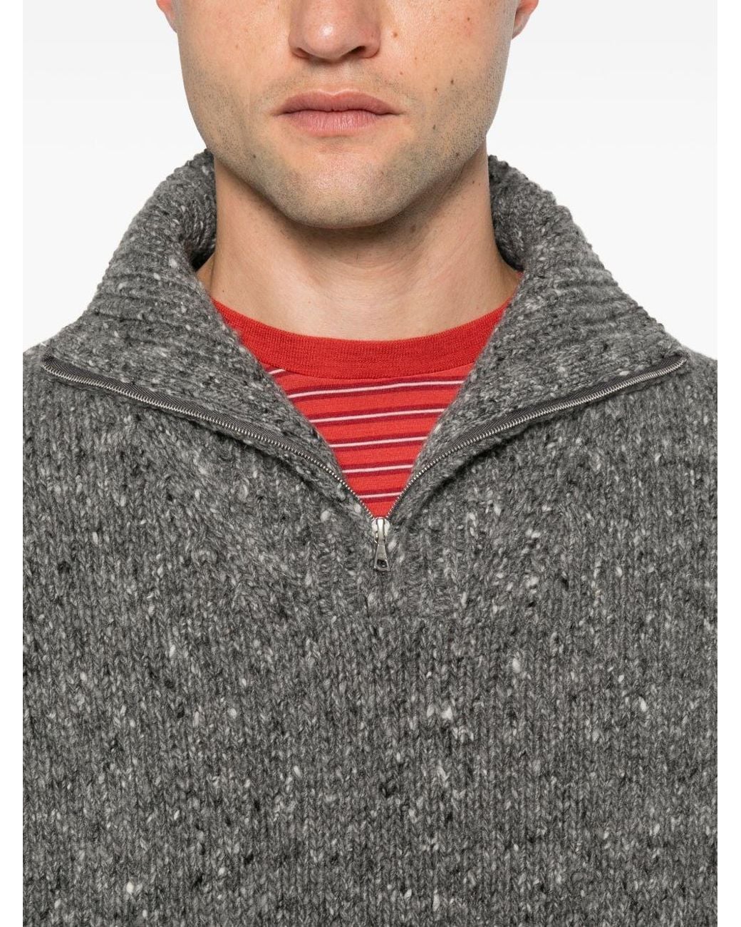 Auralee Gray Wool Turtle-Neck Jumper for men