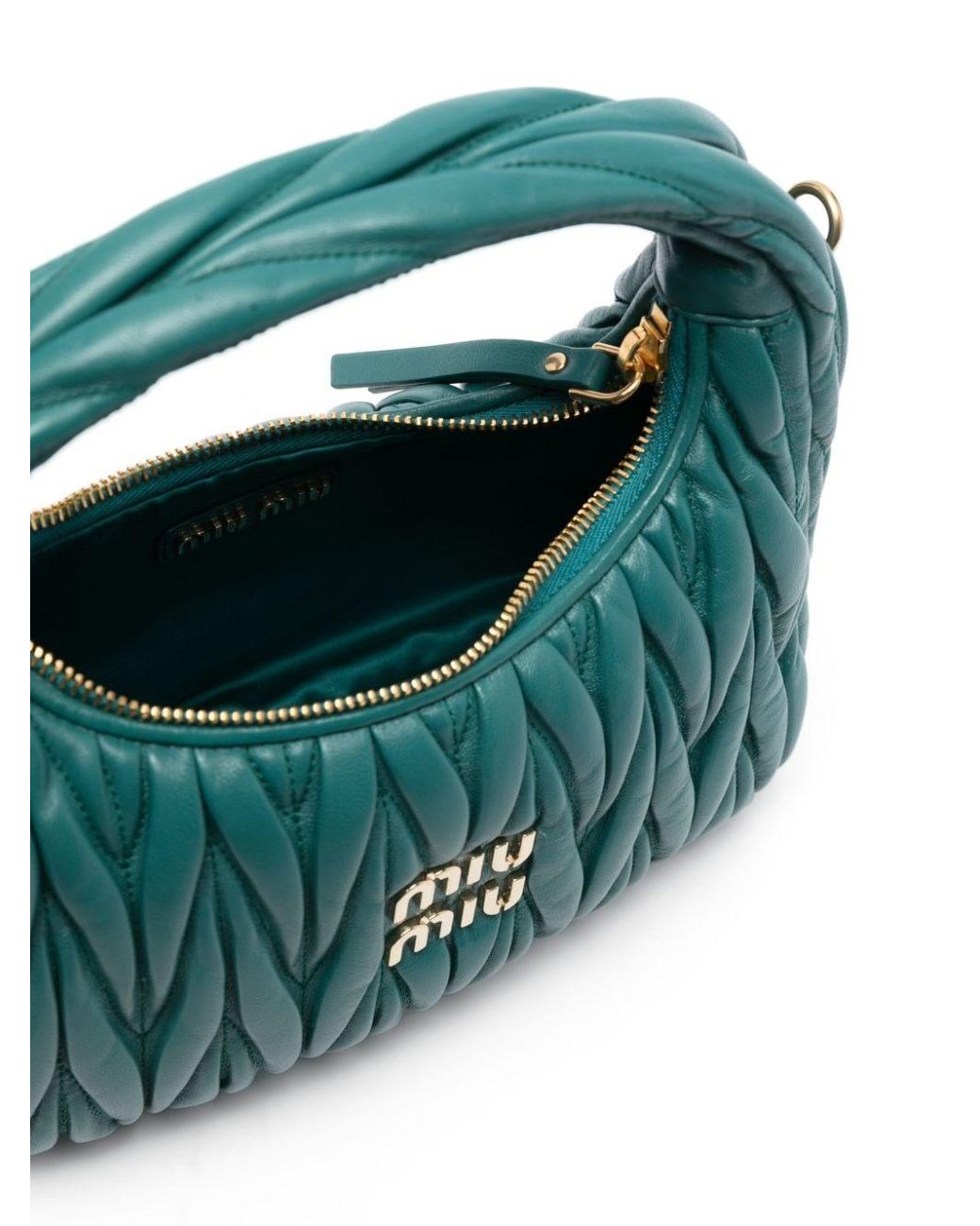 Miu Miu Green Wander Leather Hobo Bag