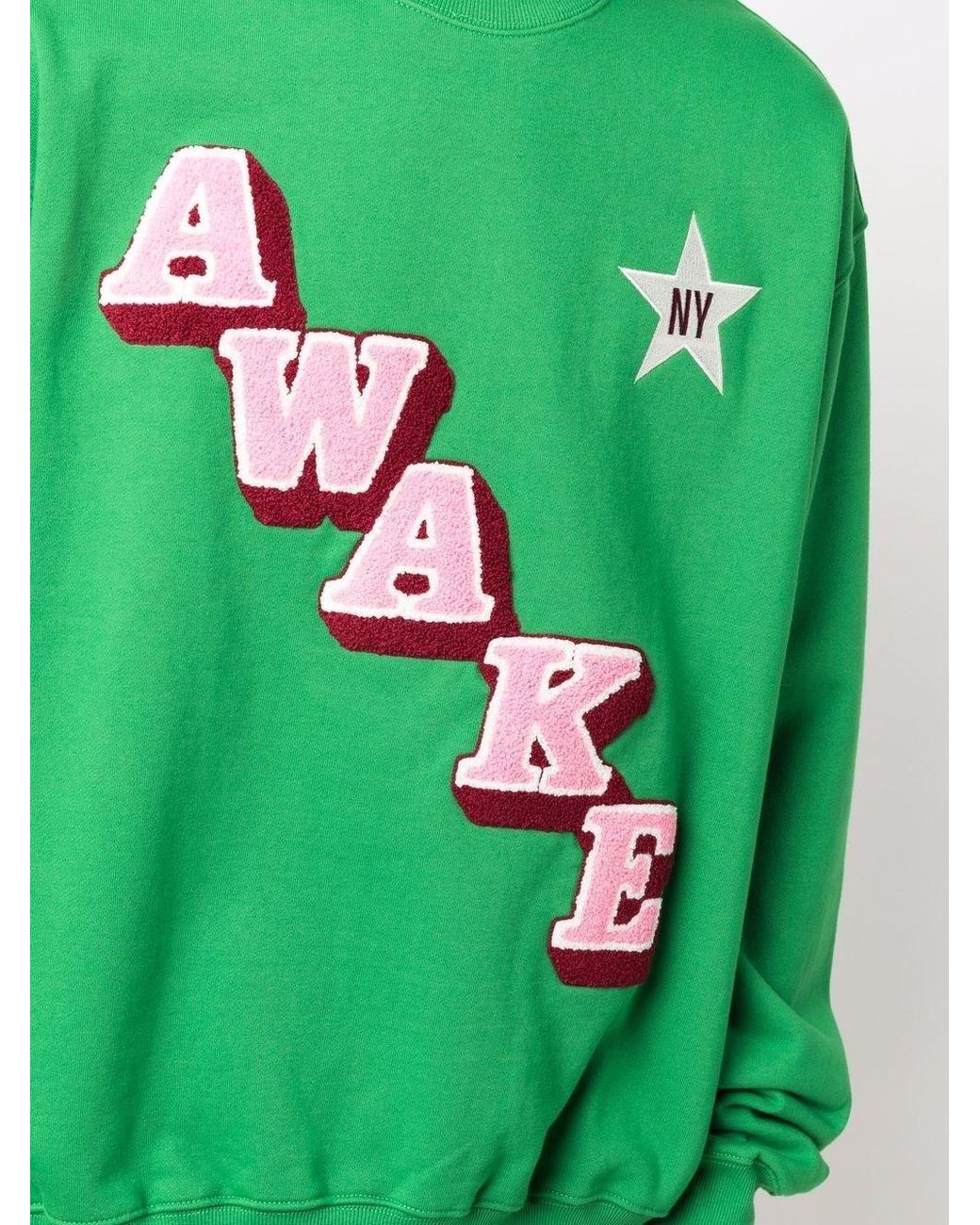 AWAKE NY Green Script Crew Neck Sweatshirt for men