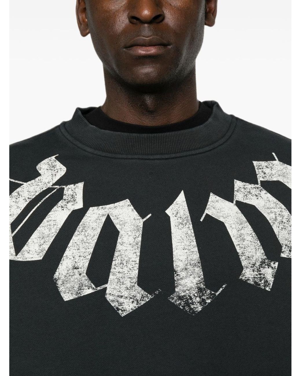 Palm Angels Black Logo Cotton Sweatshirt for men