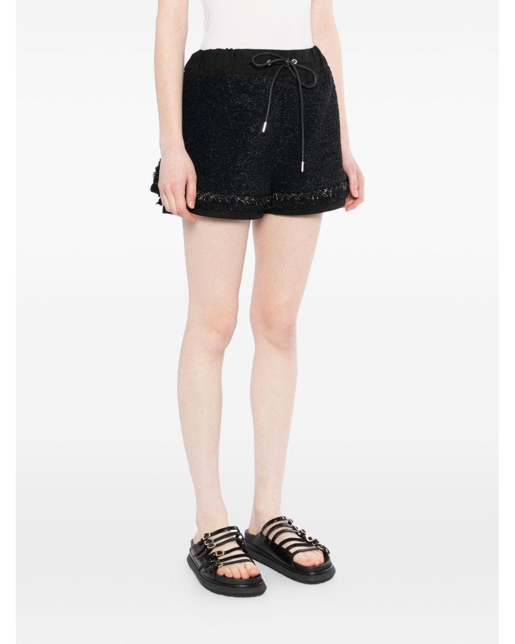 Sacai Black Tweed Shorts