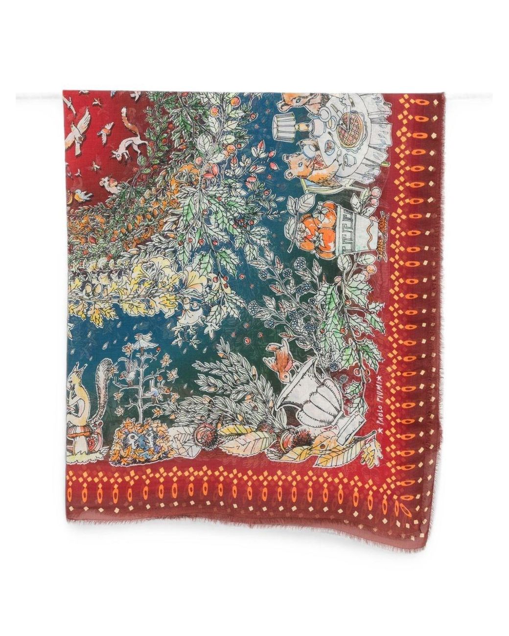 Faliero Sarti Red Fall Winter Print Stole