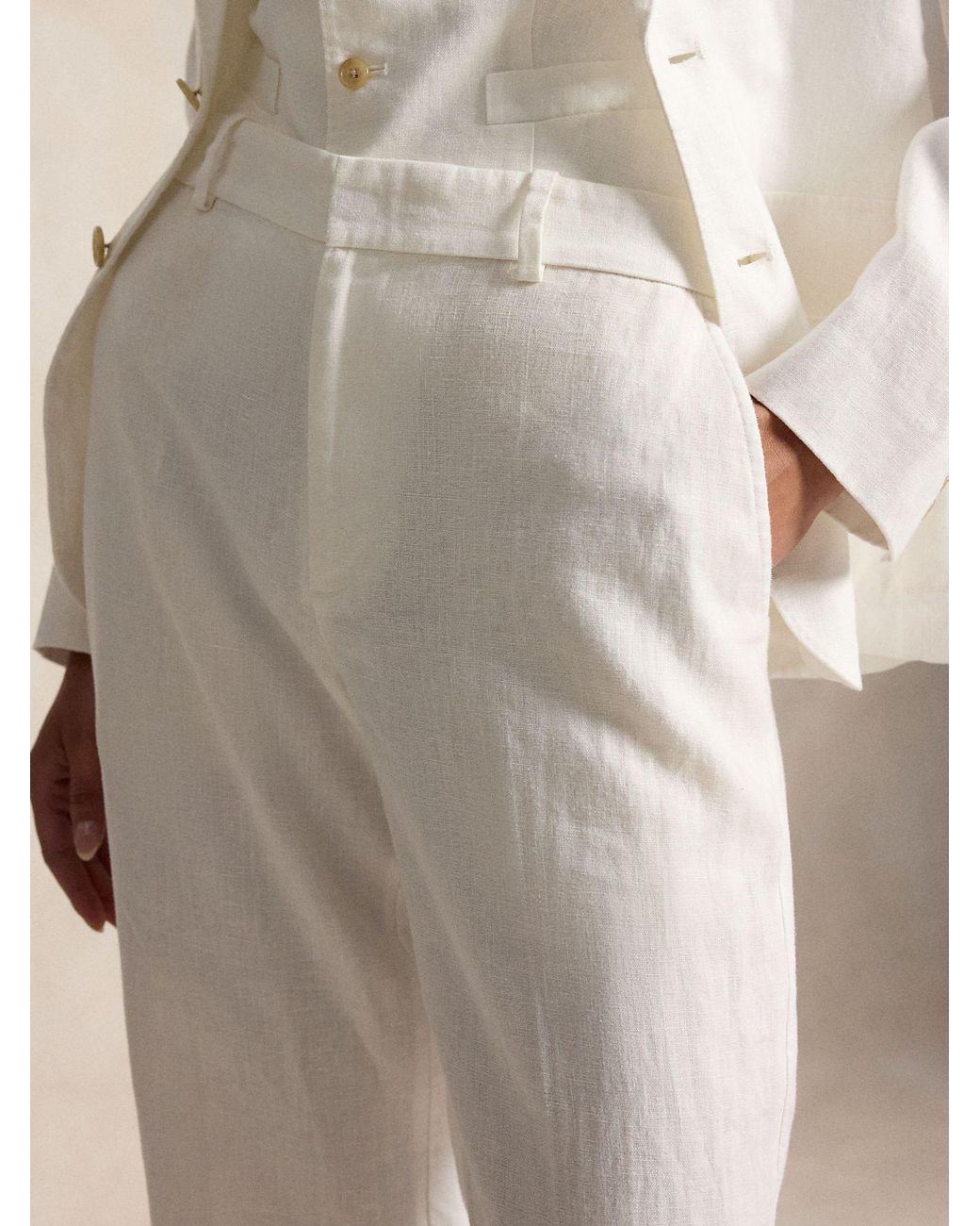 Polo Ralph Lauren White Linen Trousers For