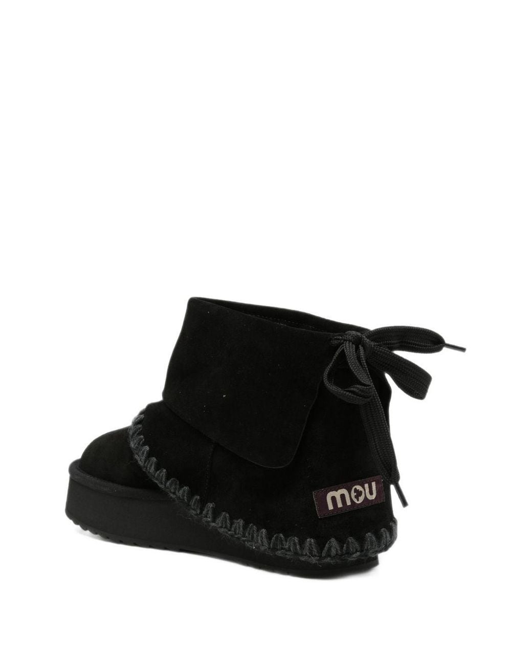 Mou Black Platform Wool Boots