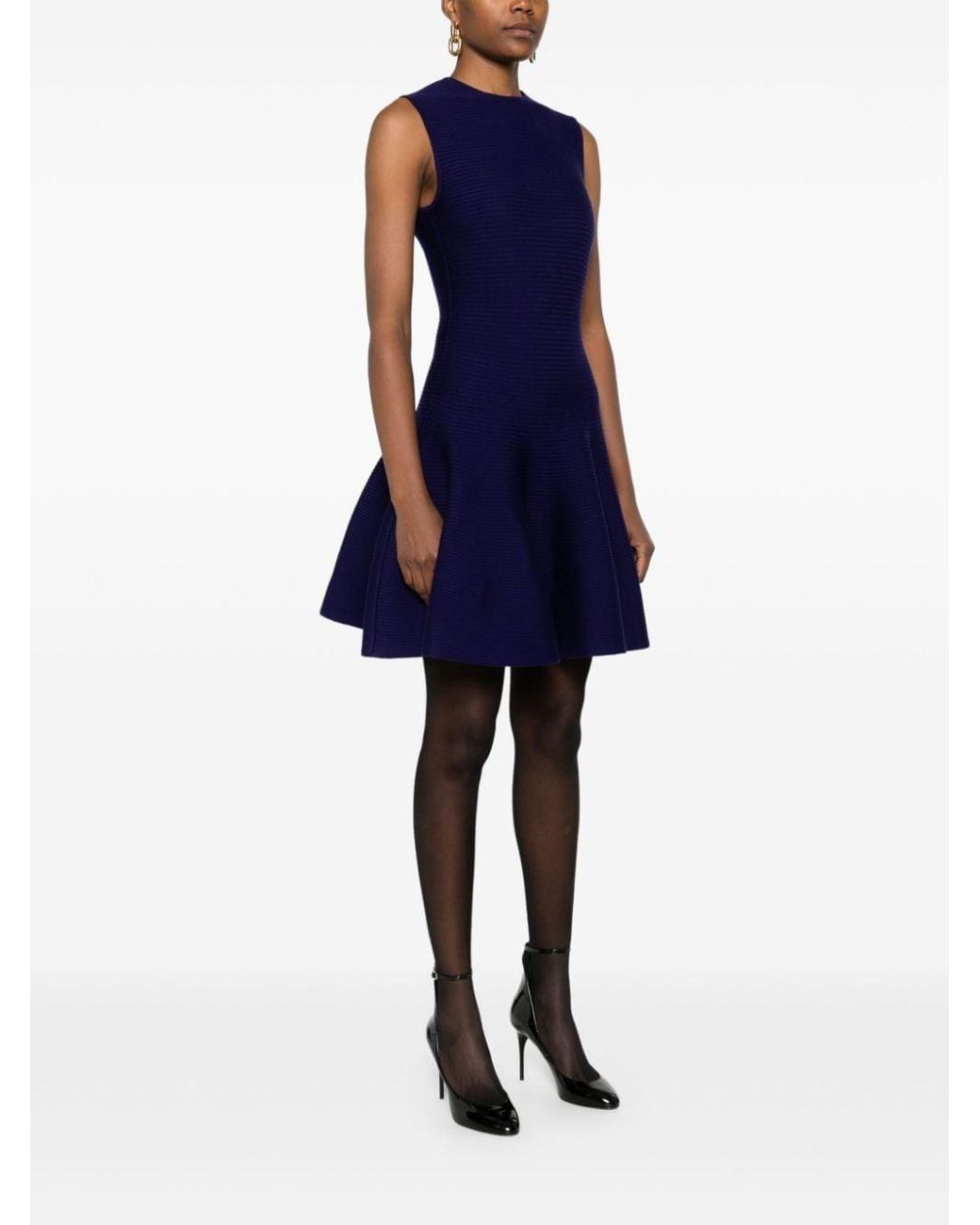 Alaïa Blue Wool Knitted Skater Dress