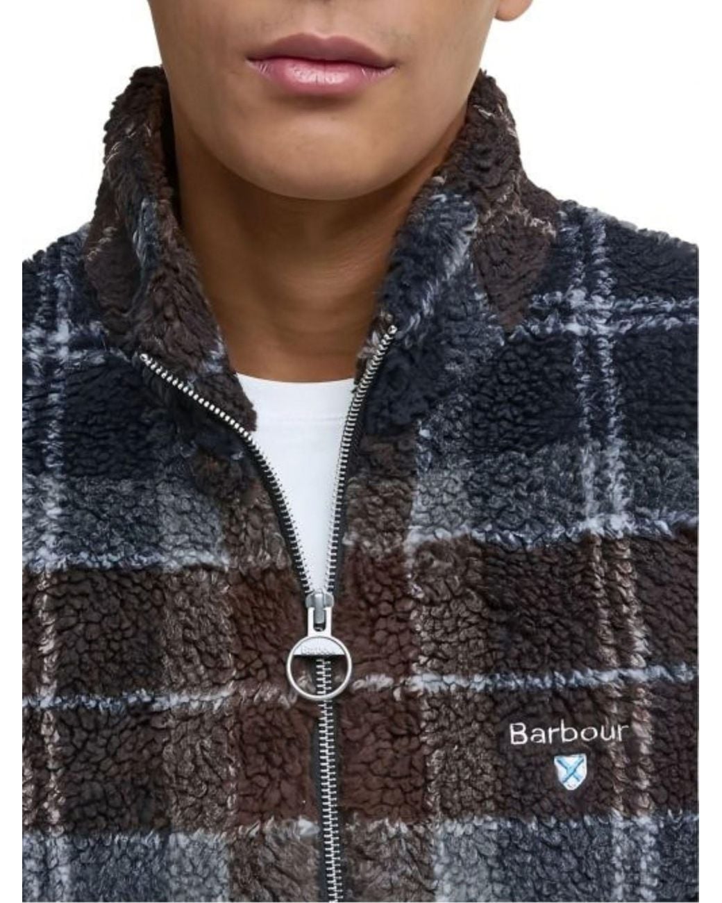 Barbour Black Sherpa Fleece With Tartan Pattern for men