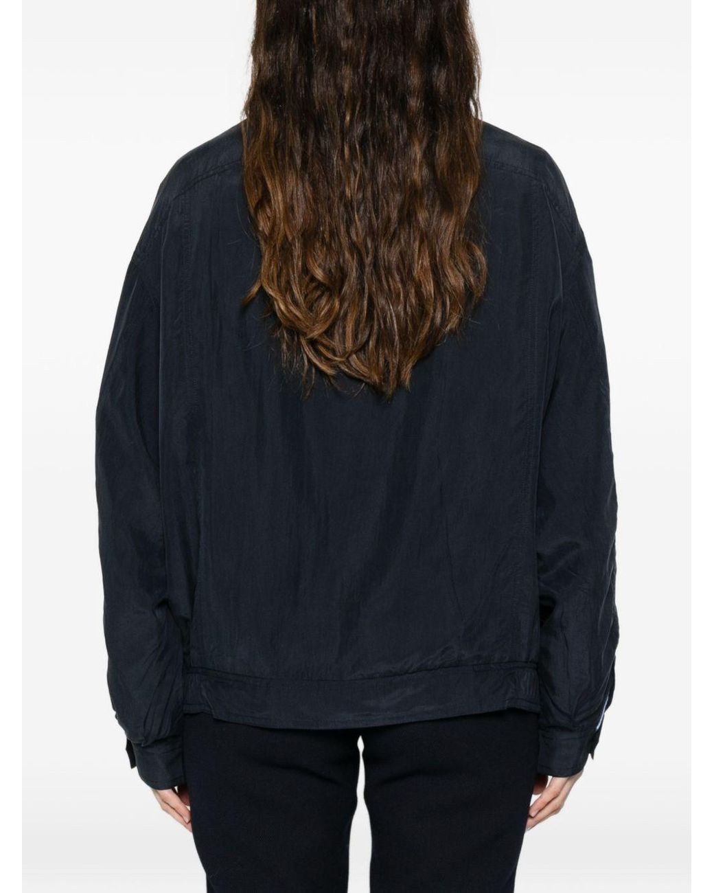 Prada Blue Silk Blouson Jacket