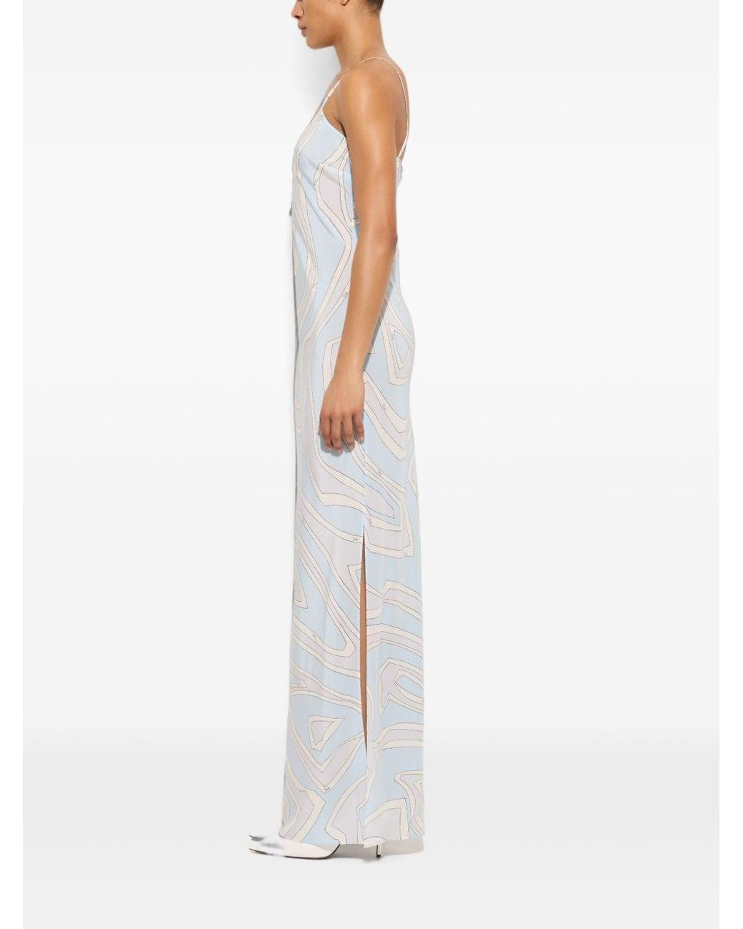 Emilio Pucci White Labirinto-Print Crêpe De Chine Dress