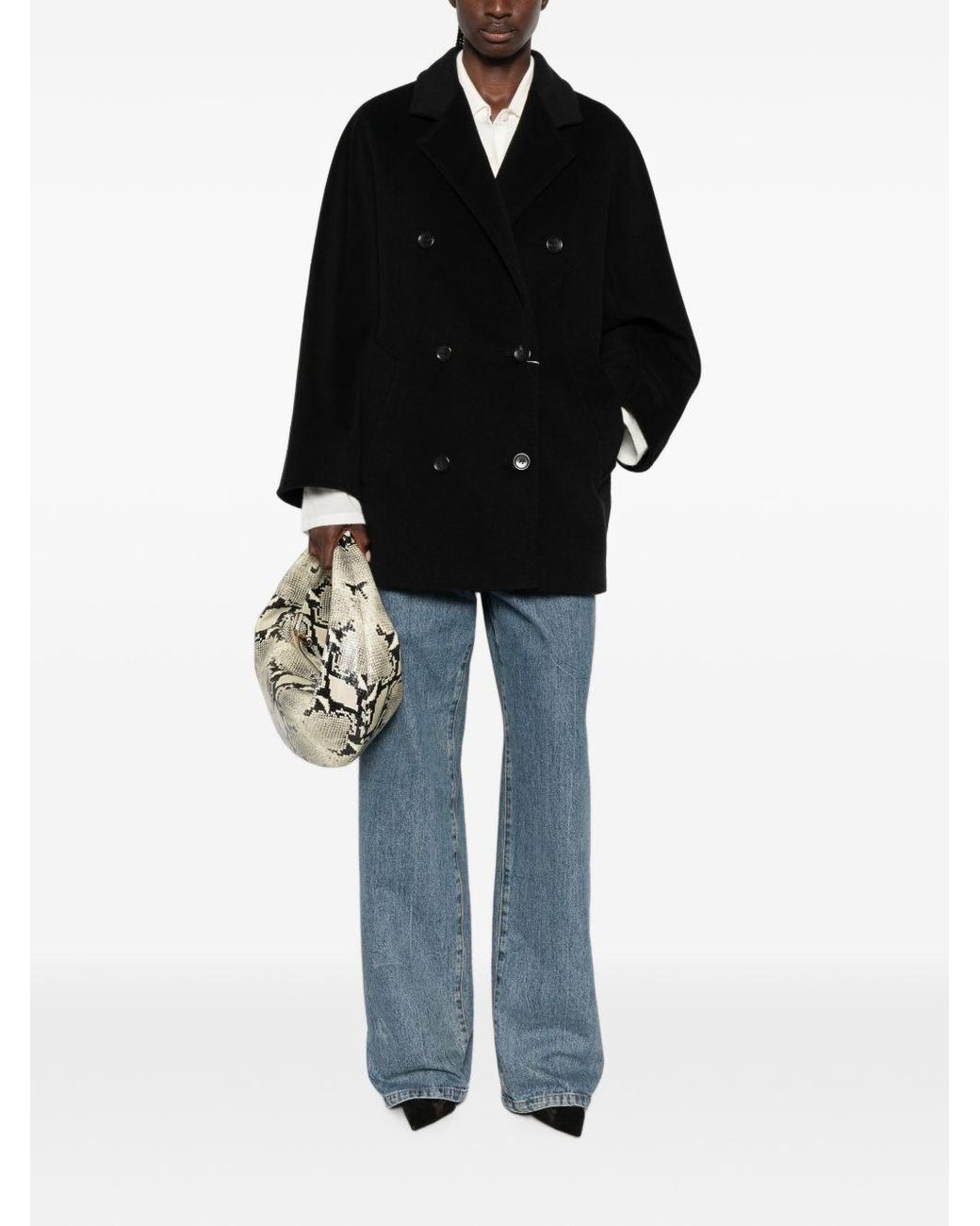 Max Mara Black Wool And Cashmere Short Coat