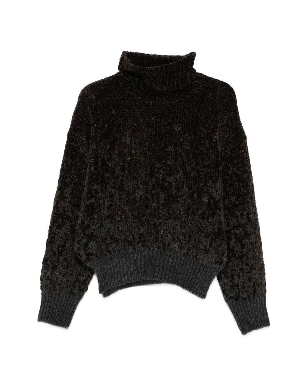 Alysi Black Chenille Turtle-Neck Sweater