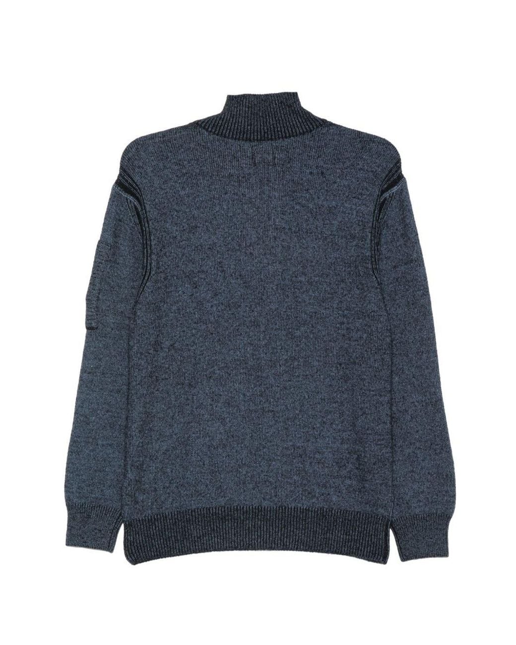 C P Company Blue Wool Blend Sweater for men