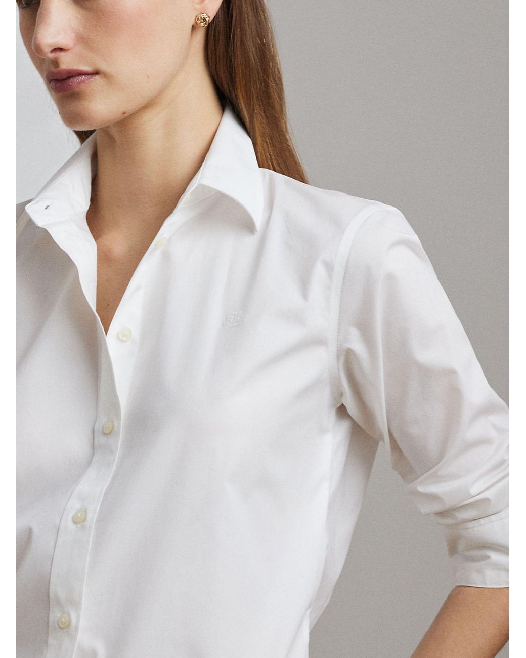 Ralph Lauren White Slim Cut Embroidered Logo Shirt
