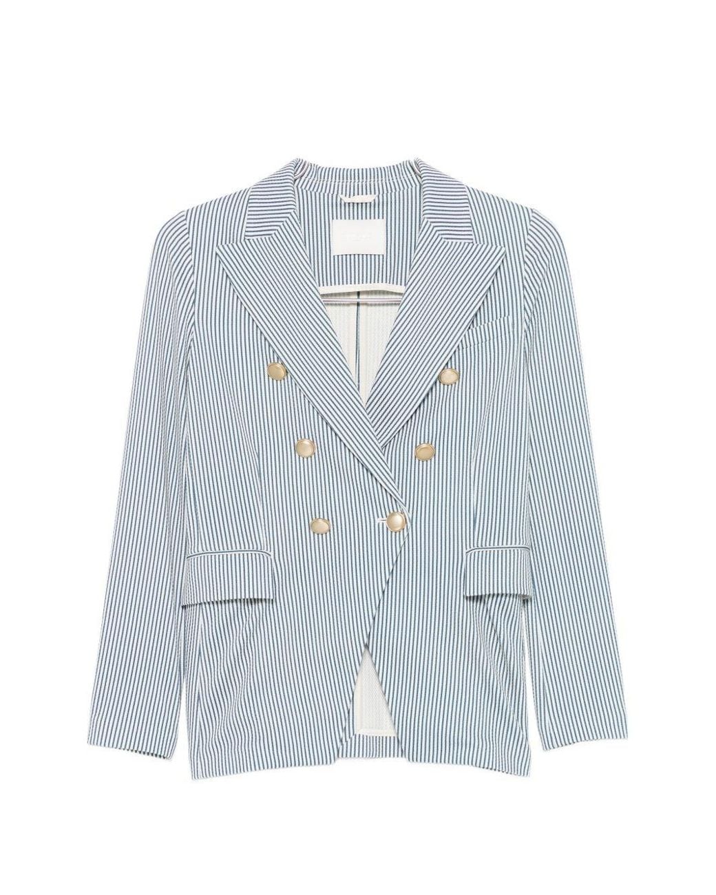 Circolo 1901 Blue Striped Double-Breasted Jacket