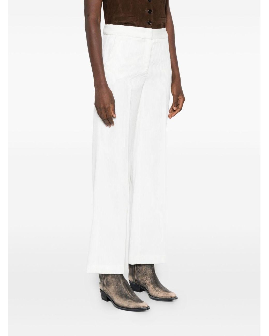 Via Masini 80 White Velvet Trousers