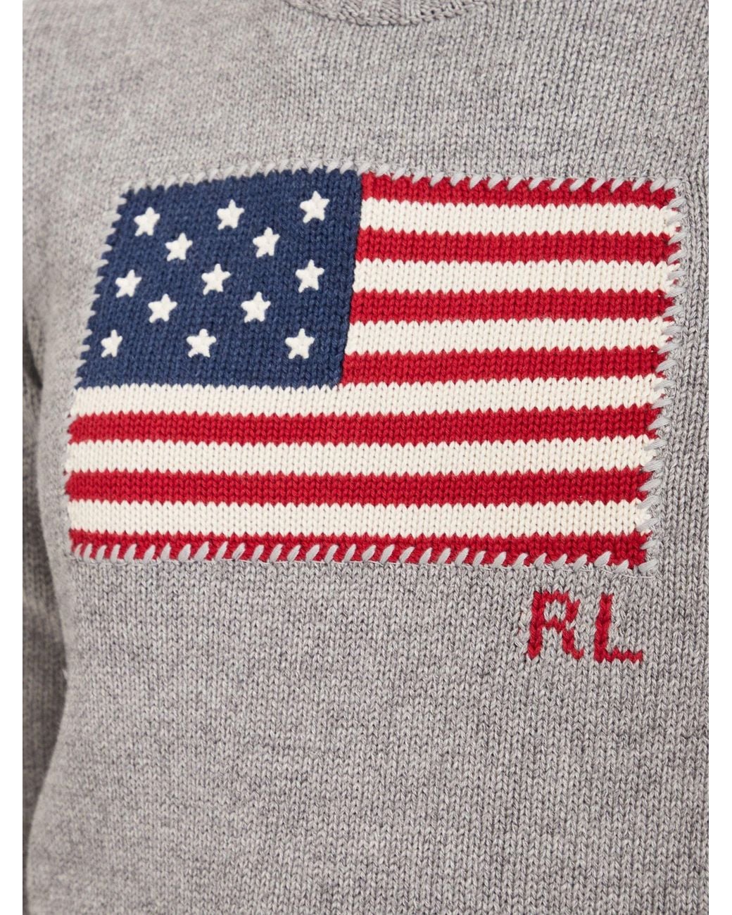 Polo Ralph Lauren Gray Flag Knit Sweater