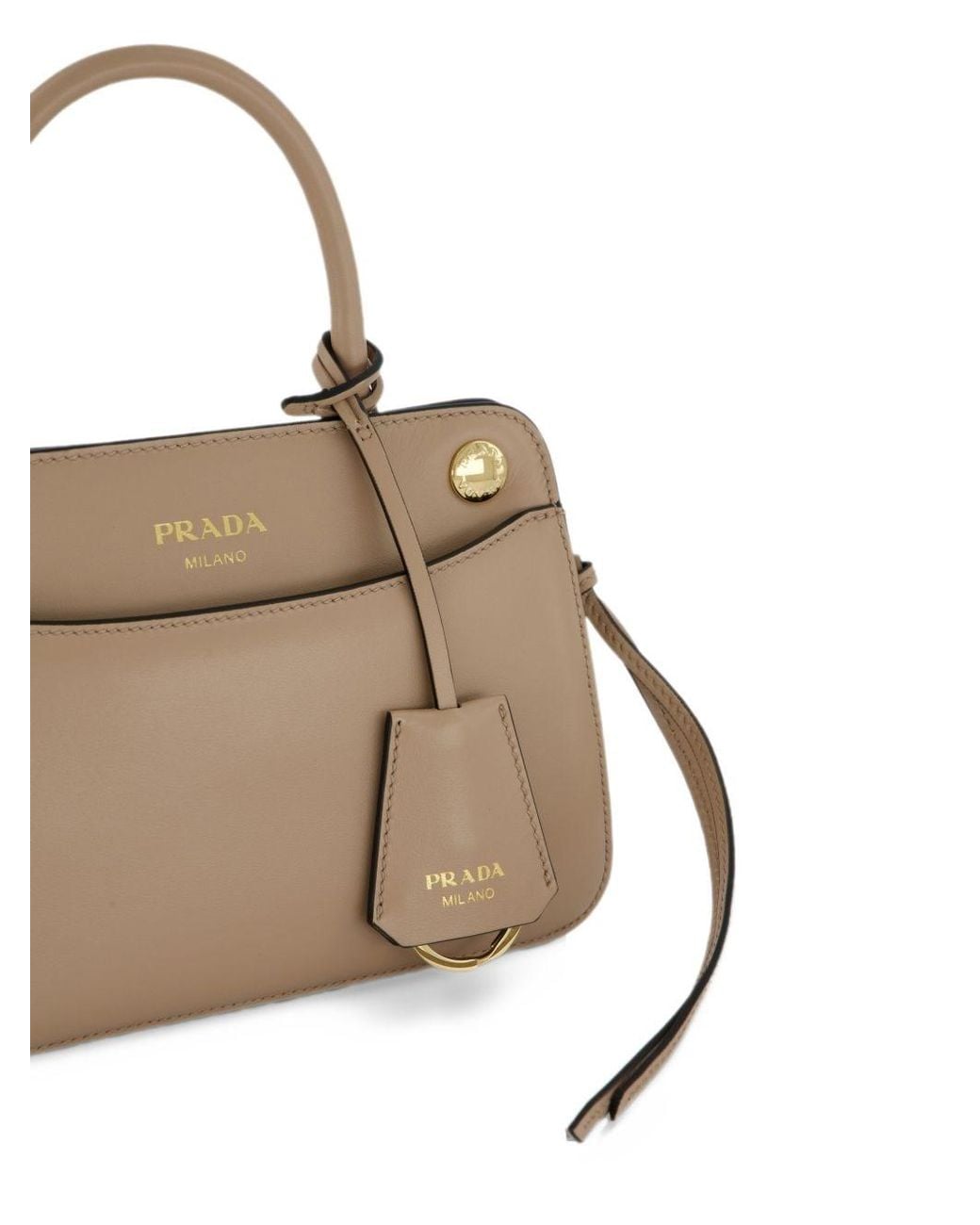 Prada Natural Carry Mini Leather Handbag