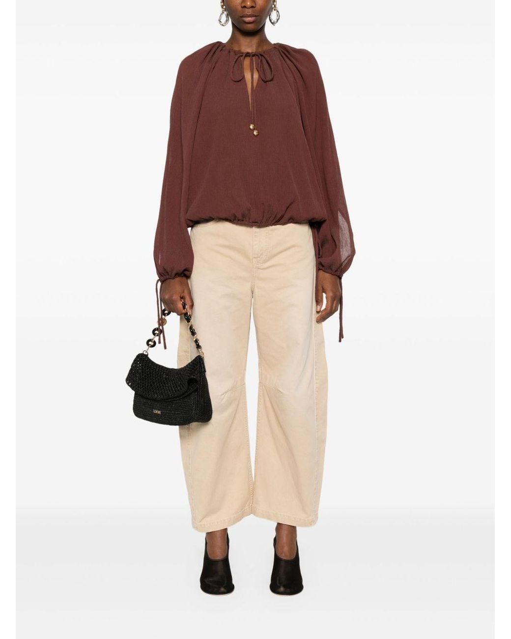 Loewe Red Cotton And Silk Blend Blouse