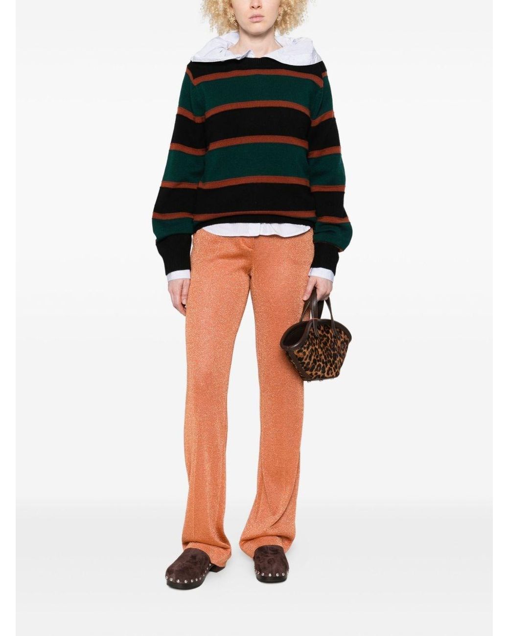 Miu Miu Orange Lurex Trousers