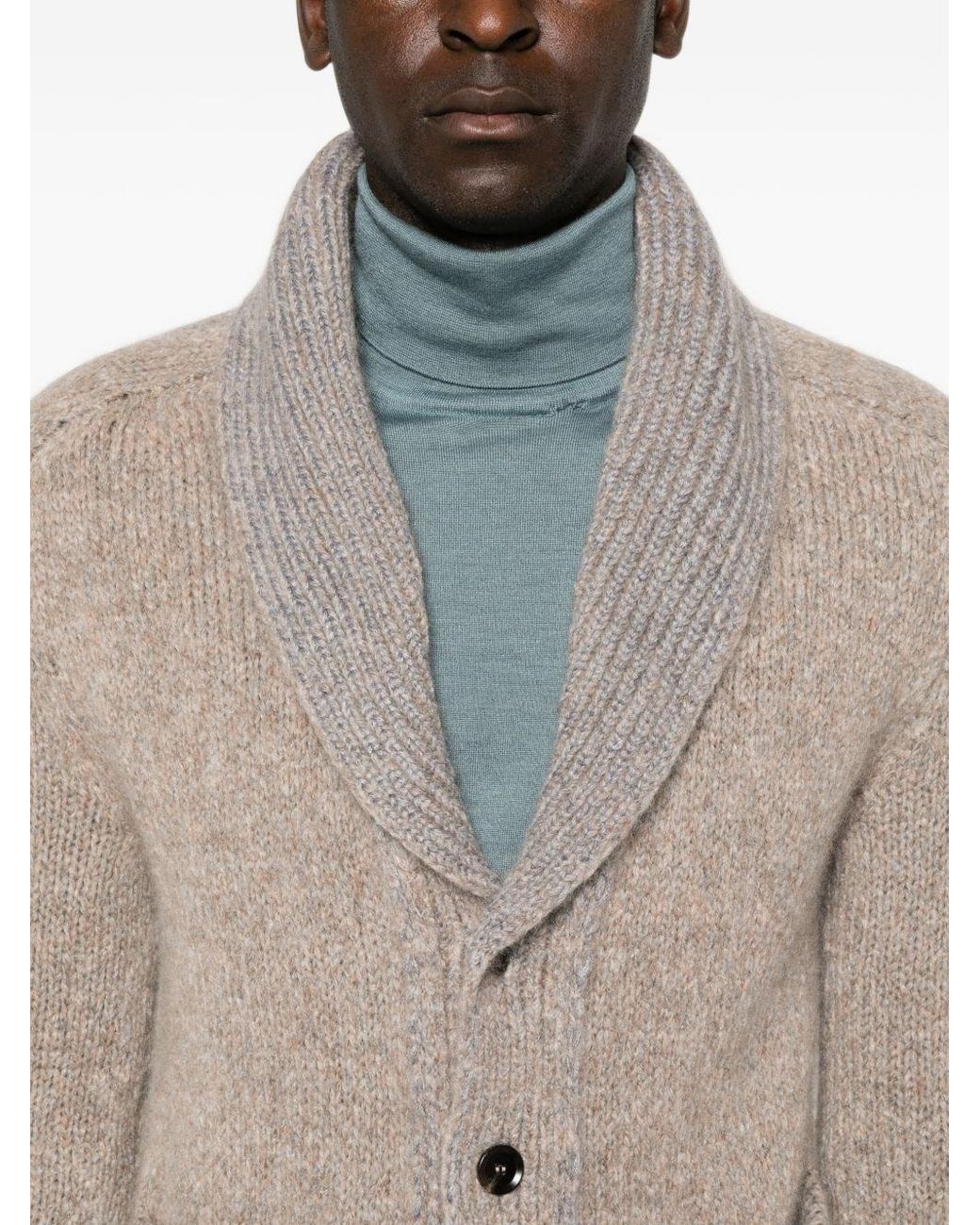 Brioni Brown Cashmere And Silk Cardigan for men