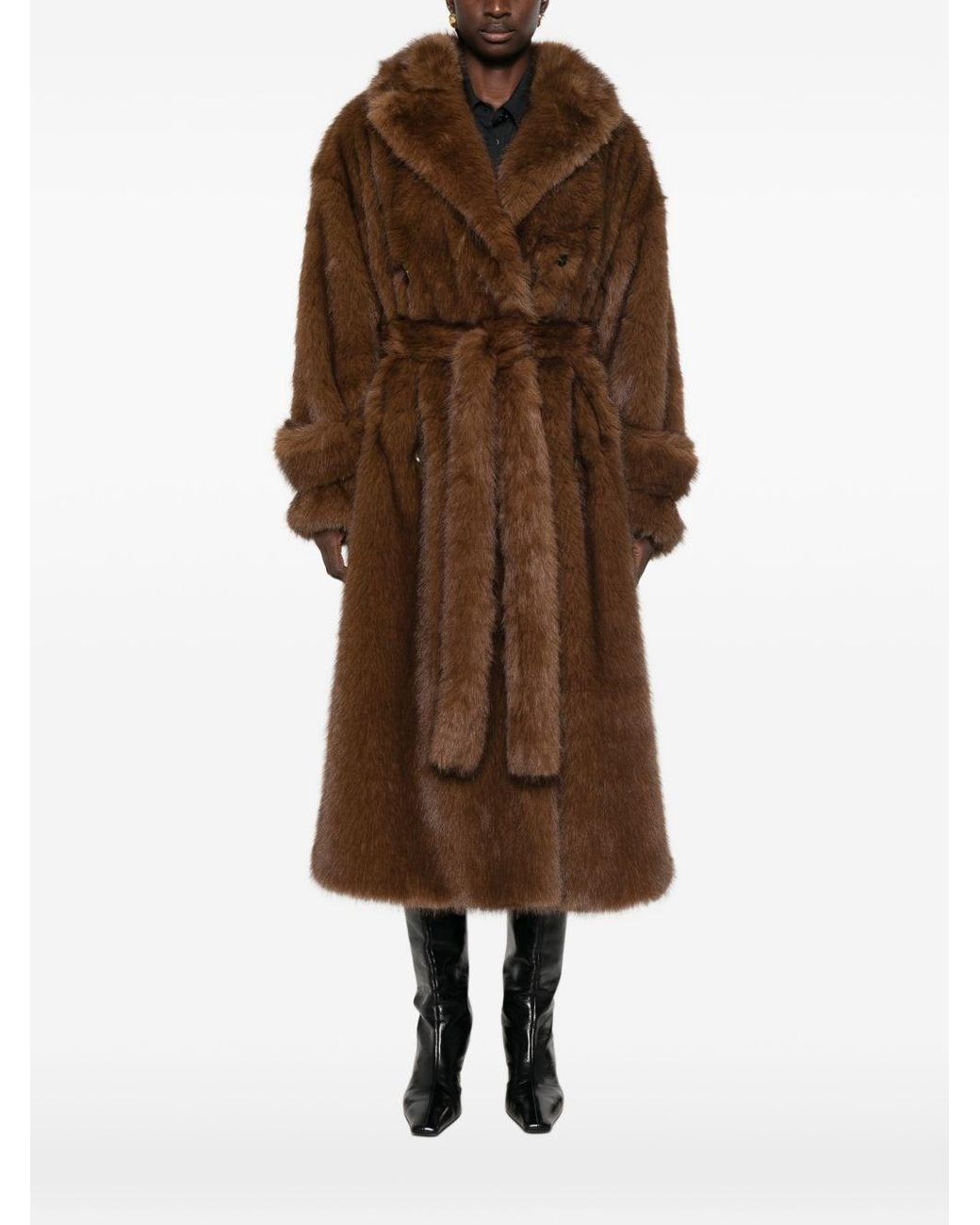 BB COUTURE Brown Farrah Faux Fur Coat