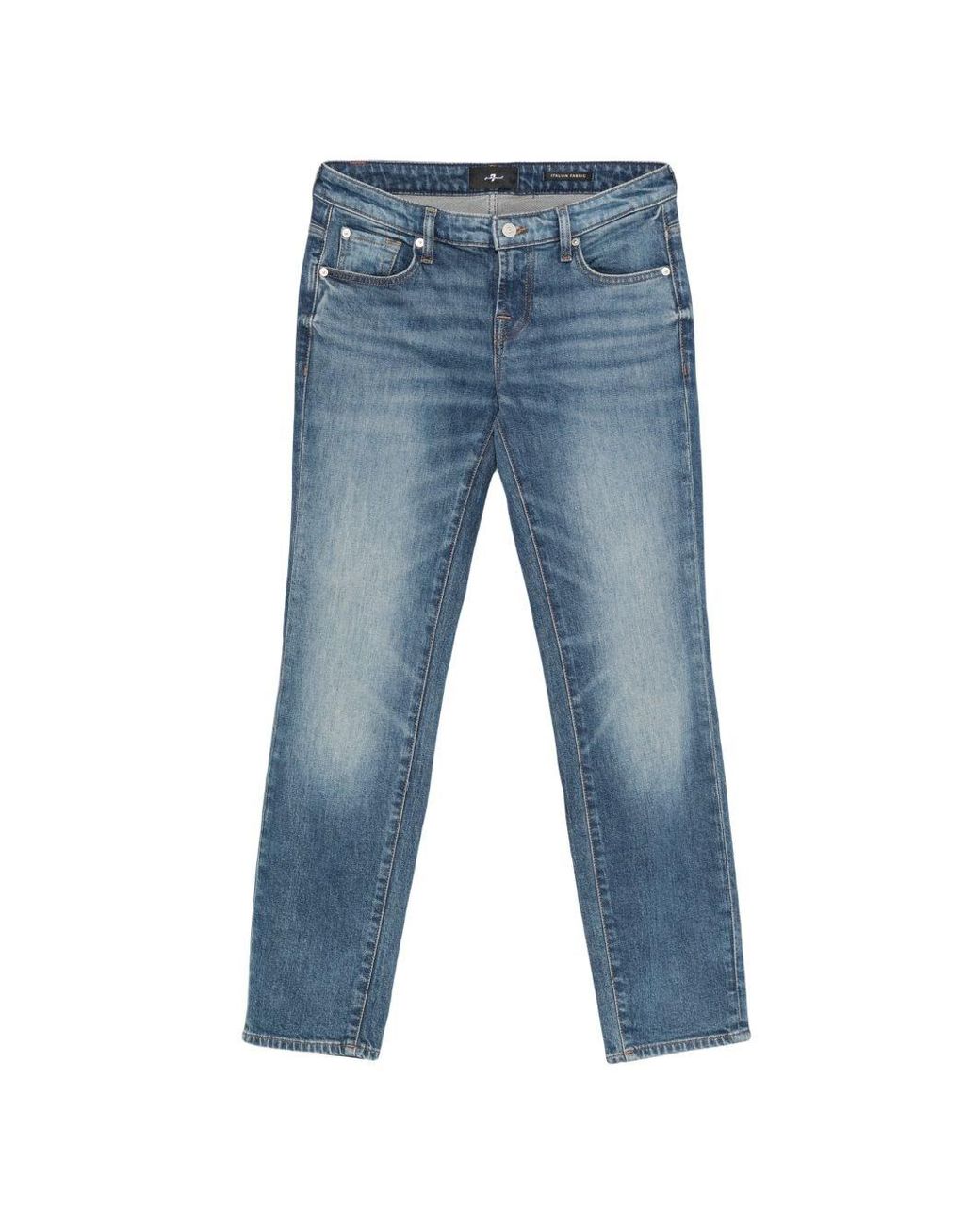 7 For All Mankind Blue Faded Five-Pocket Jeans