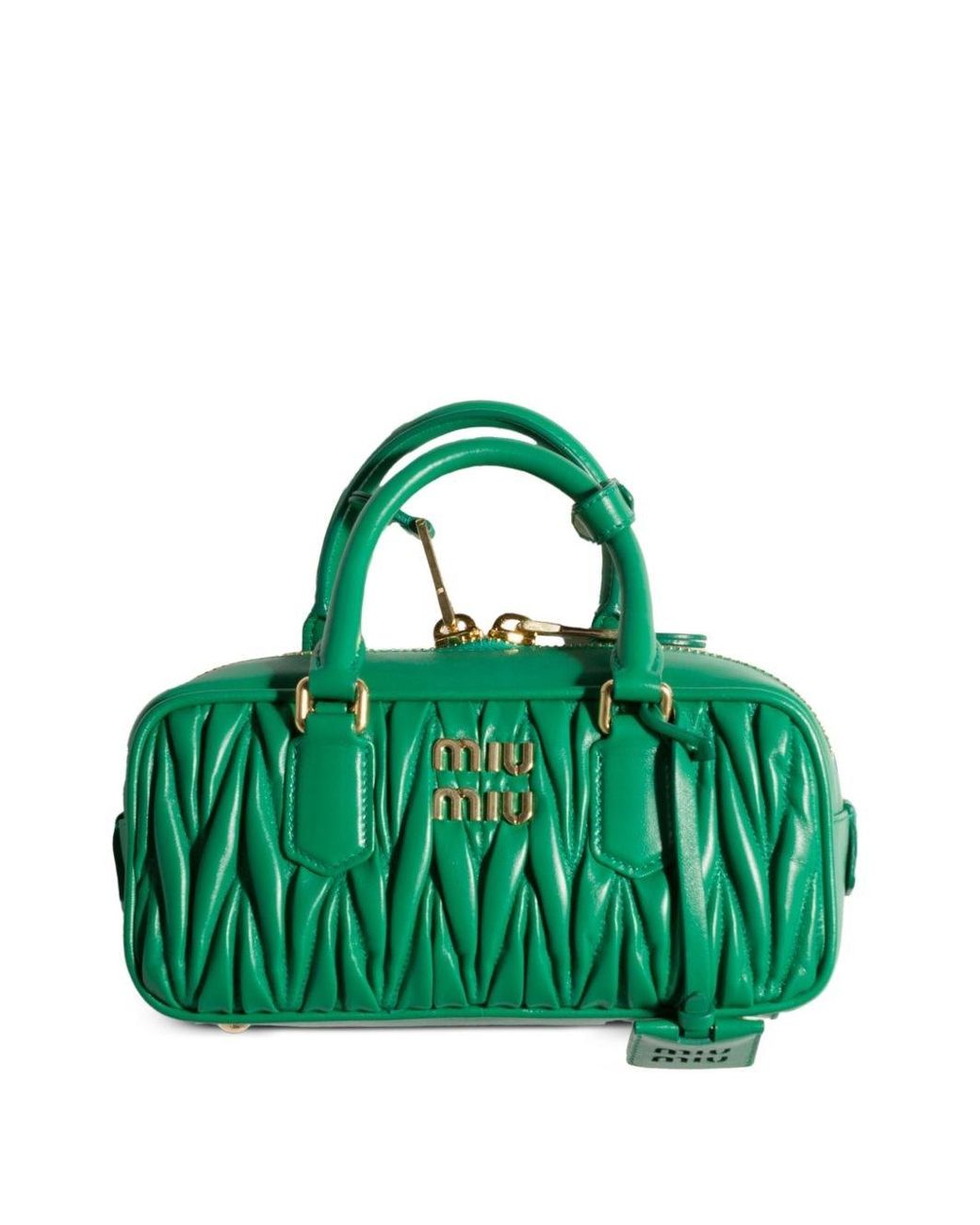 Miu Miu Green Matelassé Leather Tote Bag